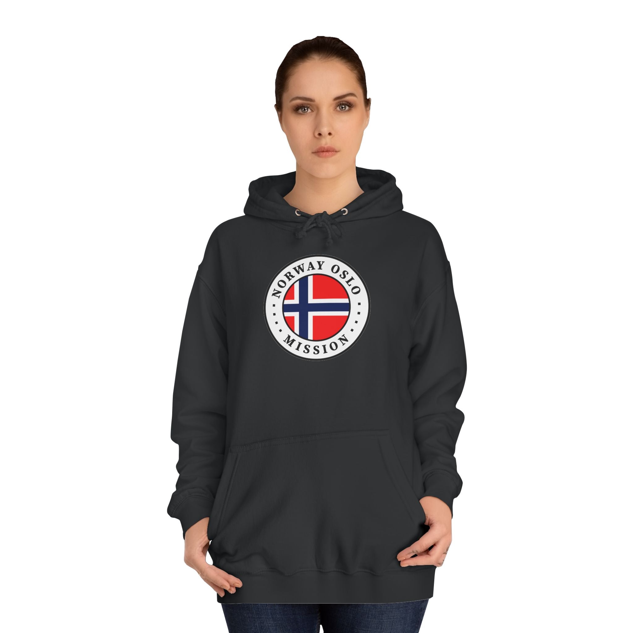 Norway Oslo Mission Flag Logo (White Border) College Hoodie - Mission Wishlist - LDS Missionary Gift Store