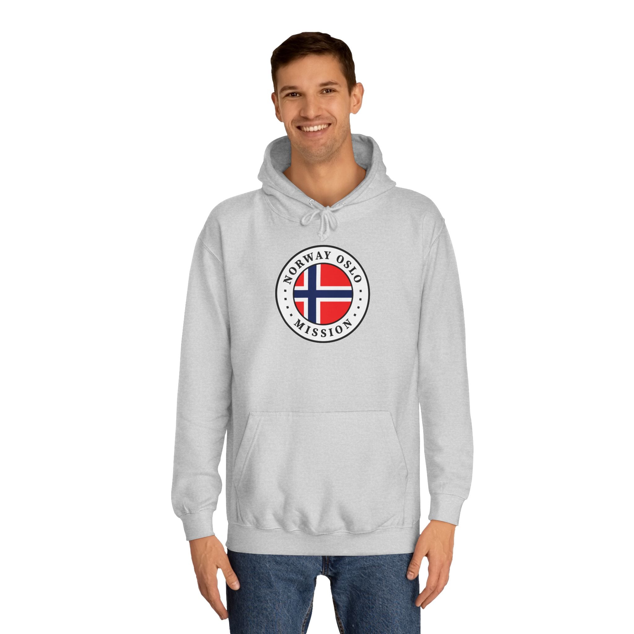 Norway Oslo Mission Flag Logo (White Border) College Hoodie - Mission Wishlist - LDS Missionary Gift Store