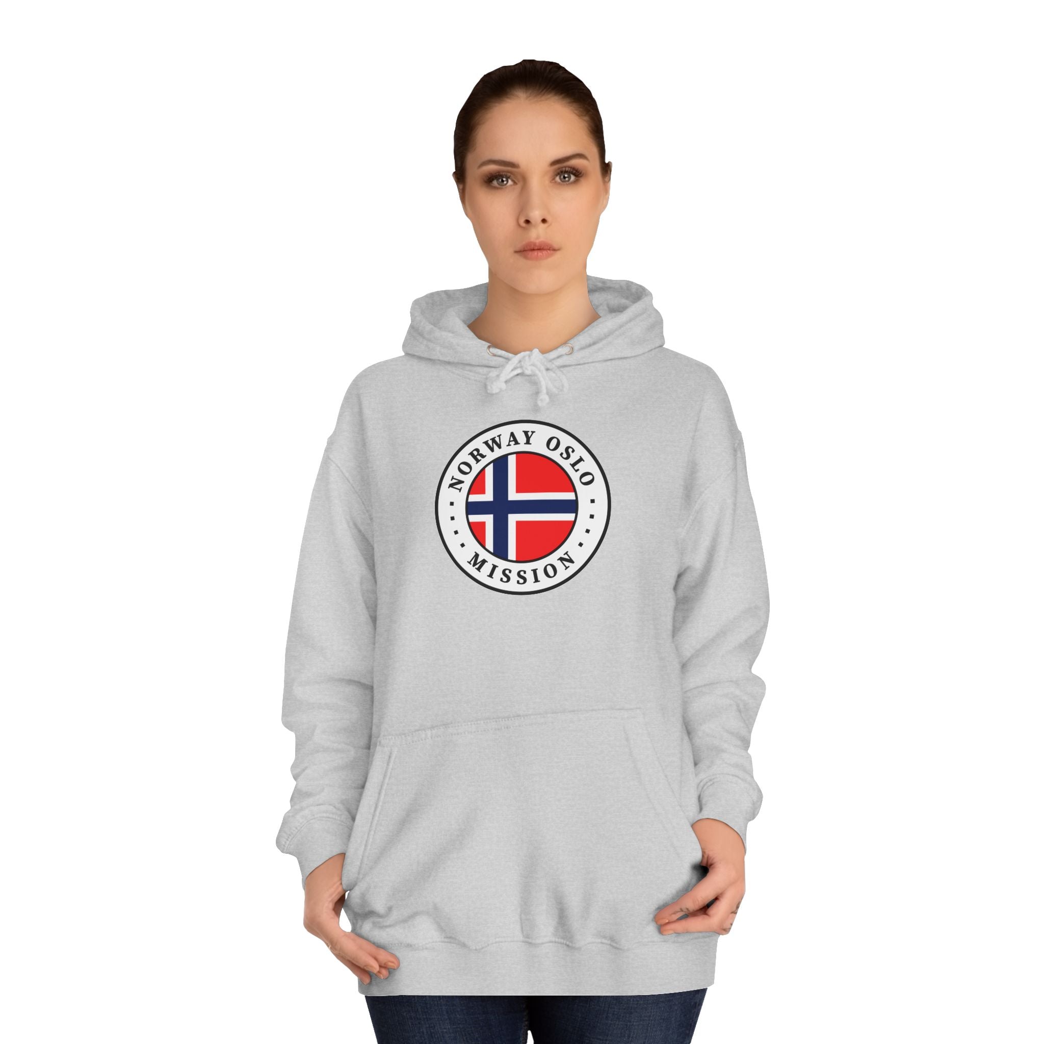 Norway Oslo Mission Flag Logo (White Border) College Hoodie - Mission Wishlist - LDS Missionary Gift Store