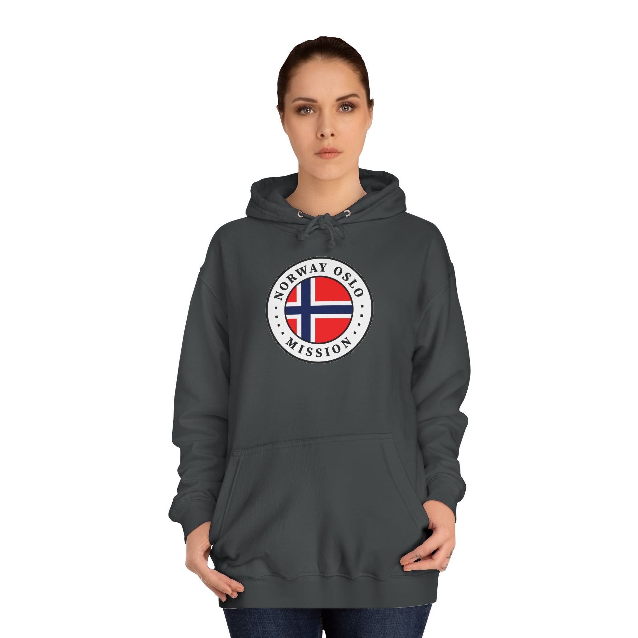 Norway Oslo Mission Flag Logo (White Border) College Hoodie - Mission Wishlist - LDS Missionary Gift Store