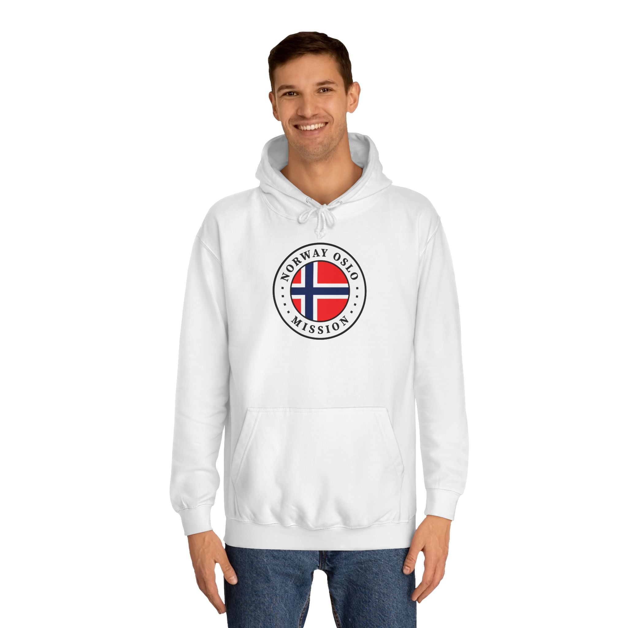 Norway Oslo Mission Flag Logo (White Border) College Hoodie - Mission Wishlist - LDS Missionary Gift Store