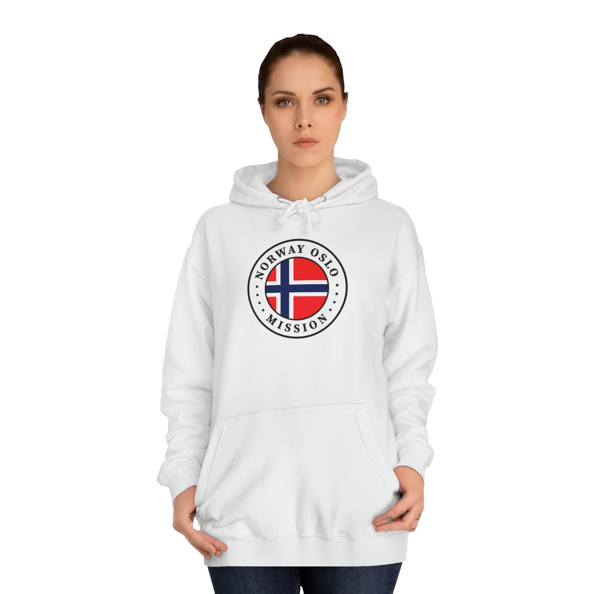 Norway Oslo Mission Flag Logo (White Border) College Hoodie - Mission Wishlist - LDS Missionary Gift Store