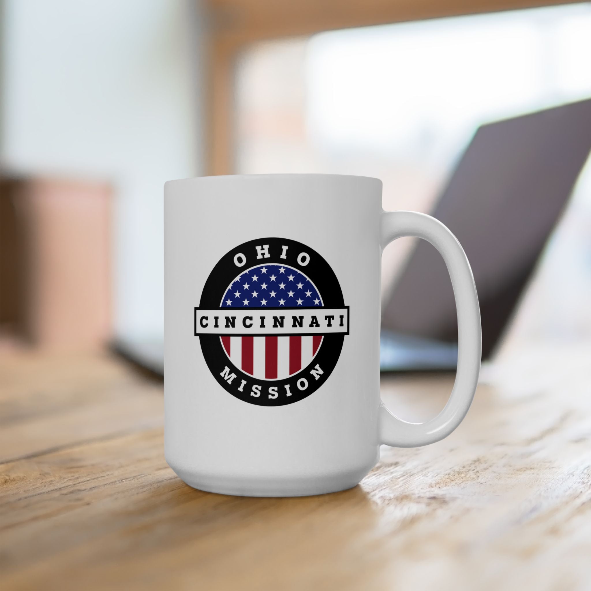 Ohio Cincinnati Mission Circular Flag White Ceramic Mug - Mission Wishlist - LDS Missionary Gift Store
