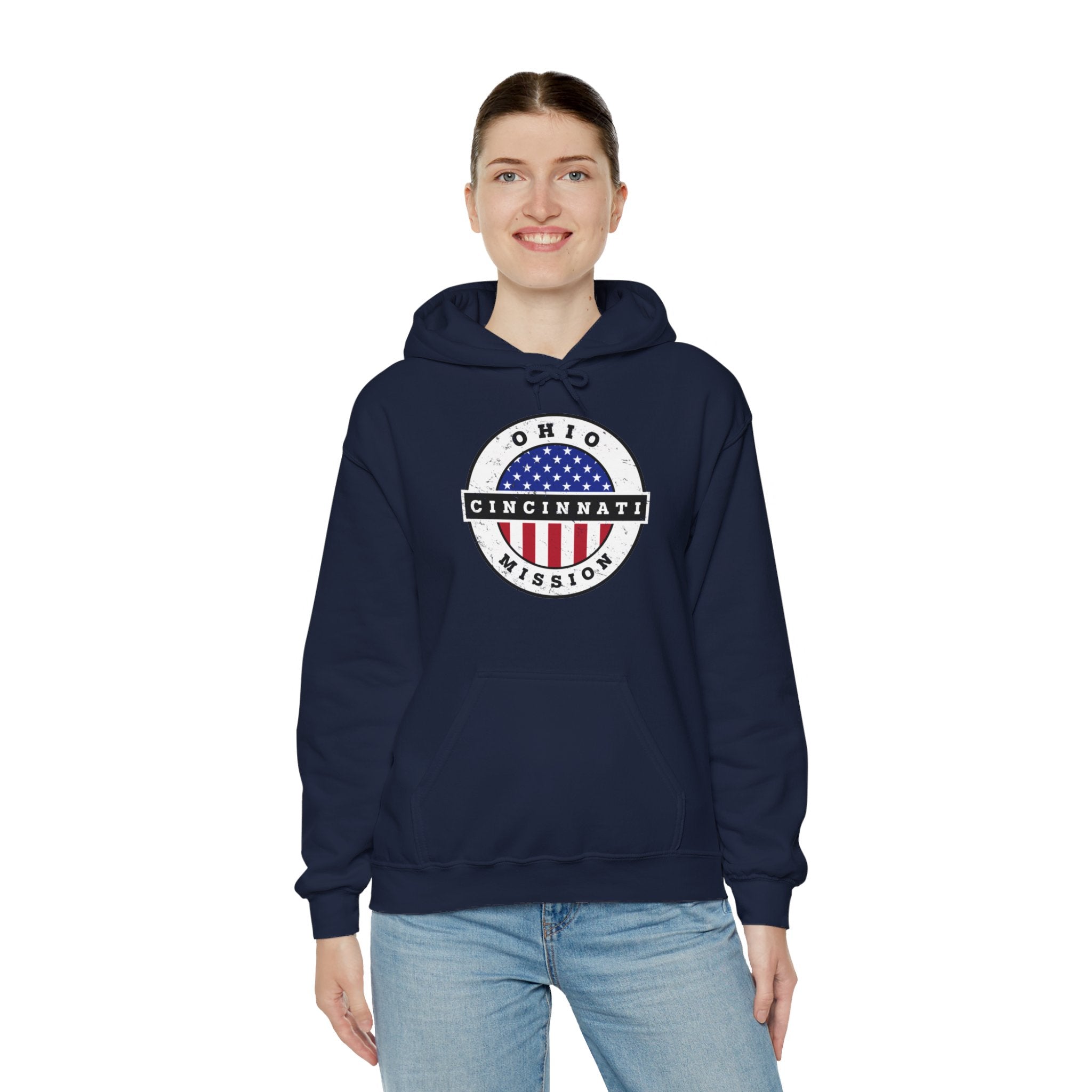 Ohio Cincinnati Mission Circular USA Flag Hoodie - Latter-Day Saint LDS Missionary Gift - Book of Mormon