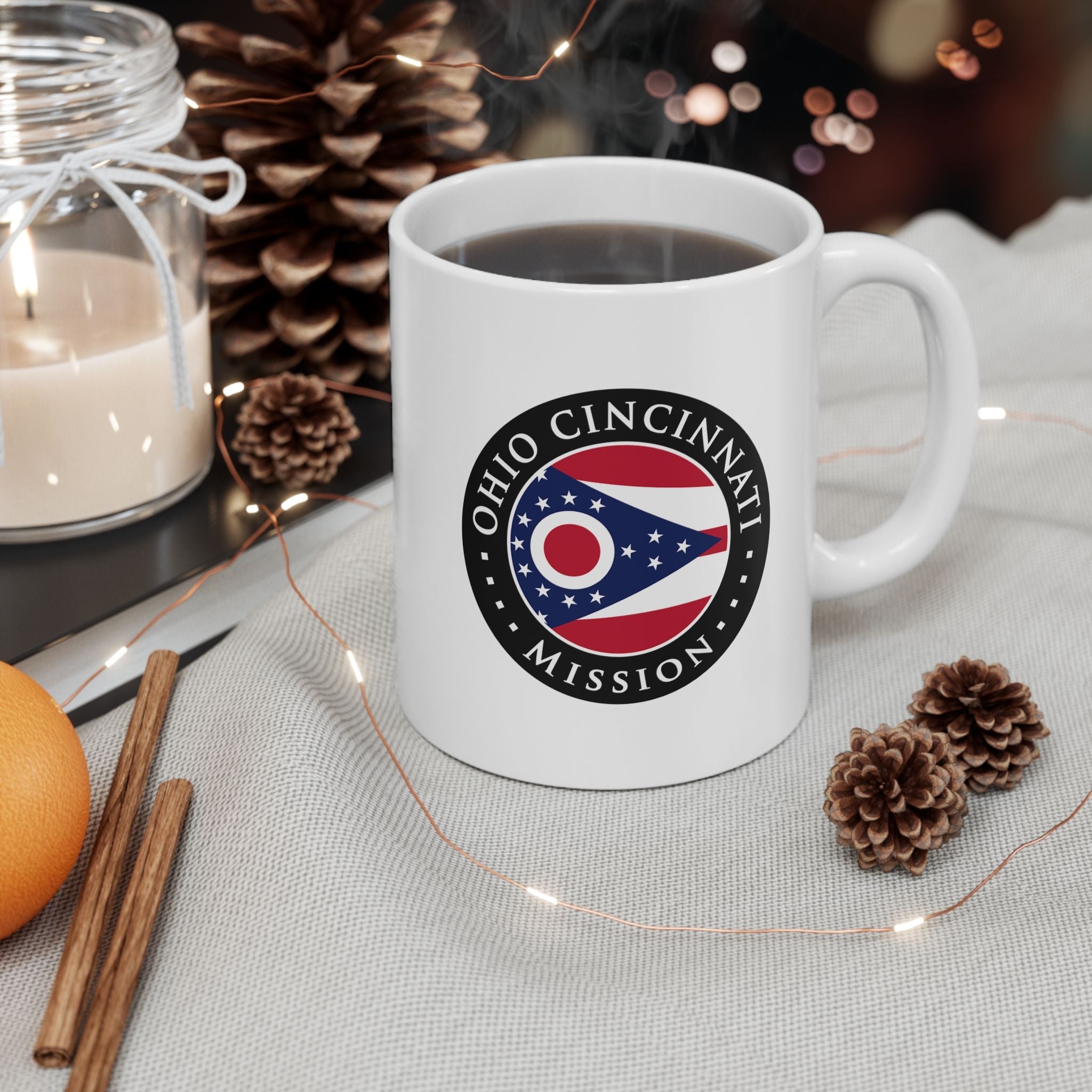 Ohio Cincinnati Mission State Flag Logo Ceramic Mug White - Mission Wishlist - LDS Missionary Gift Store
