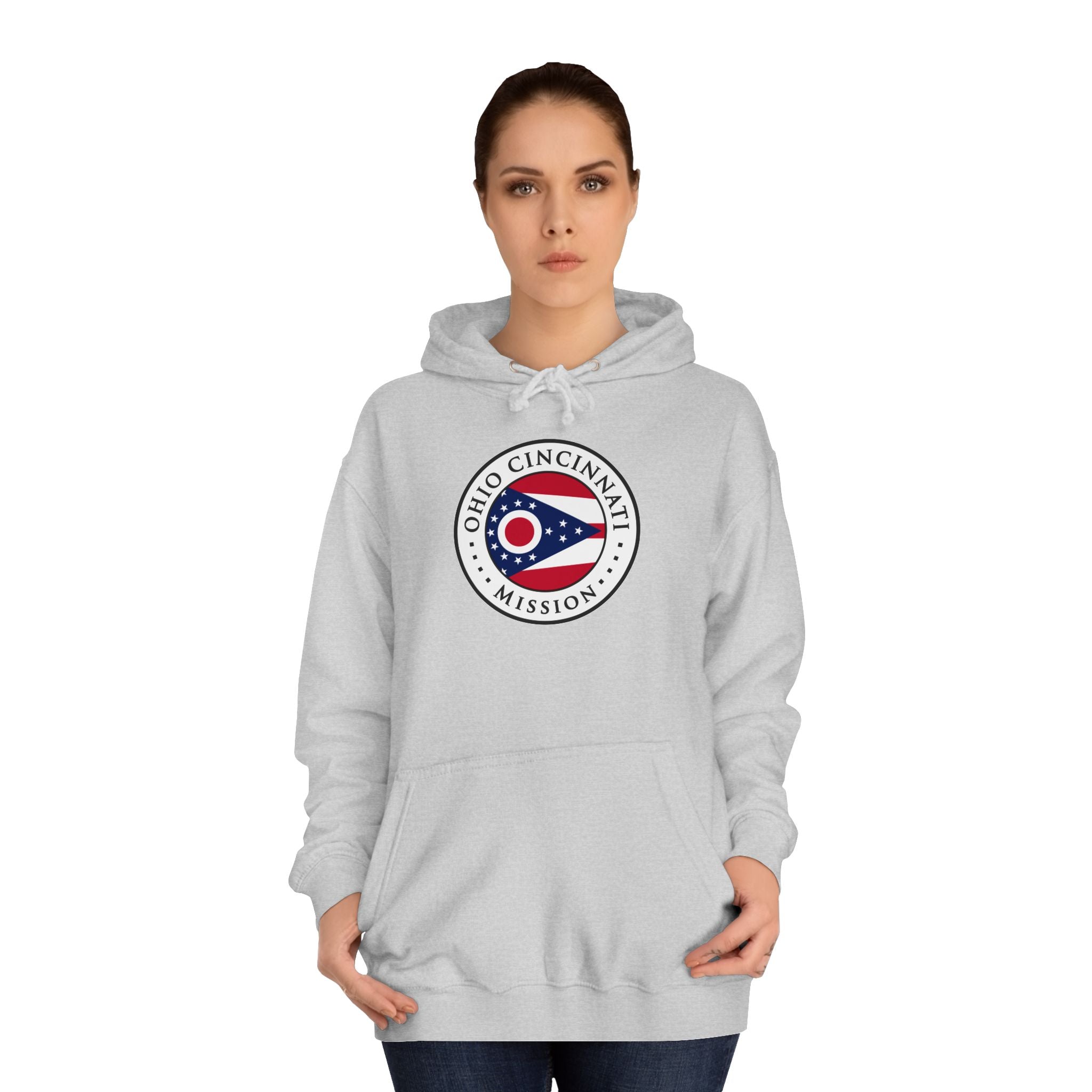 Ohio Cincinnati Mission State Flag Logo (White Border) College Hoodie - Mission Wishlist - LDS Missionary Gift Store