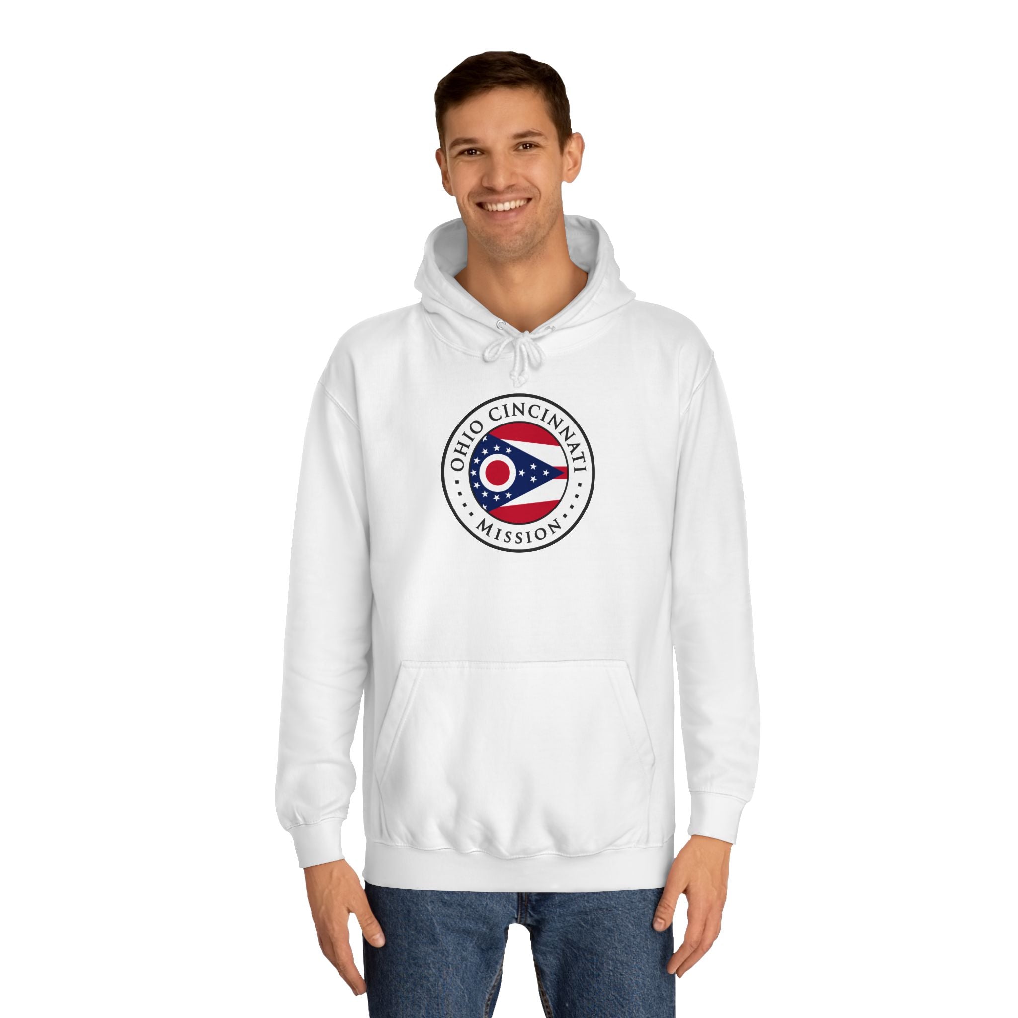 Ohio Cincinnati Mission State Flag Logo (White Border) College Hoodie - Mission Wishlist - LDS Missionary Gift Store