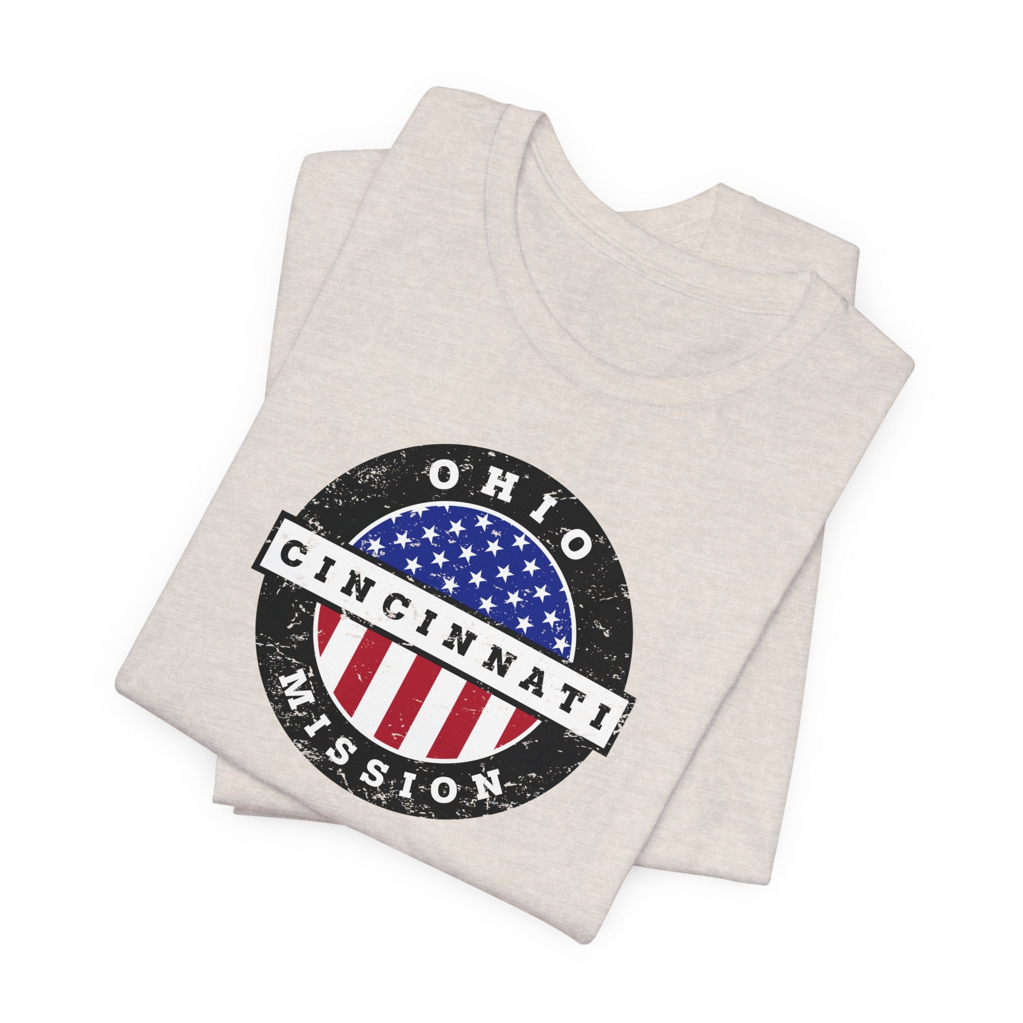 Ohio Cincinnati Mission Vintage Circular USA Flag T-Shirt - Mission Wishlist - LDS Missionary Gift Store