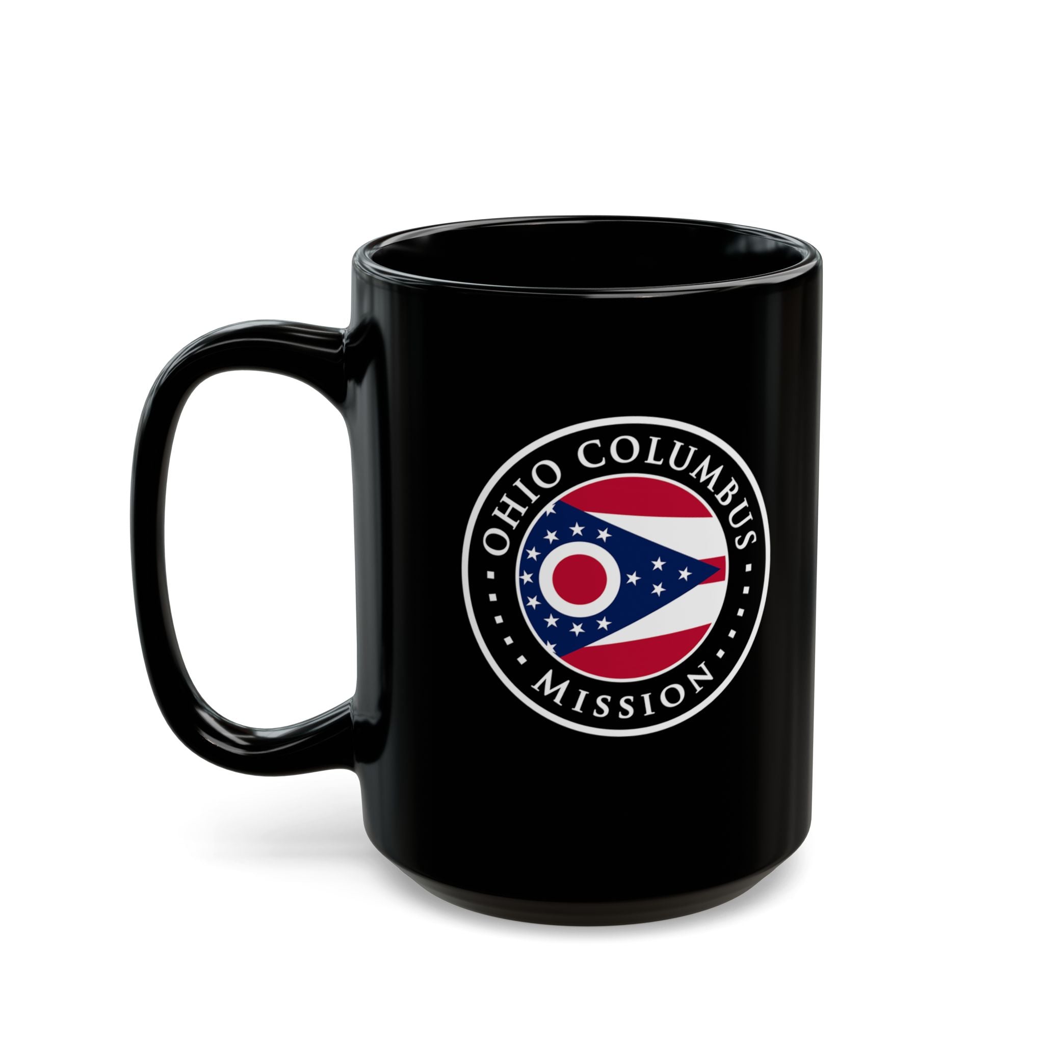 Ohio Columbus Mission State Flag Logo Ceramic Mug Black Name - Mission Wishlist - LDS Missionary Gift Store