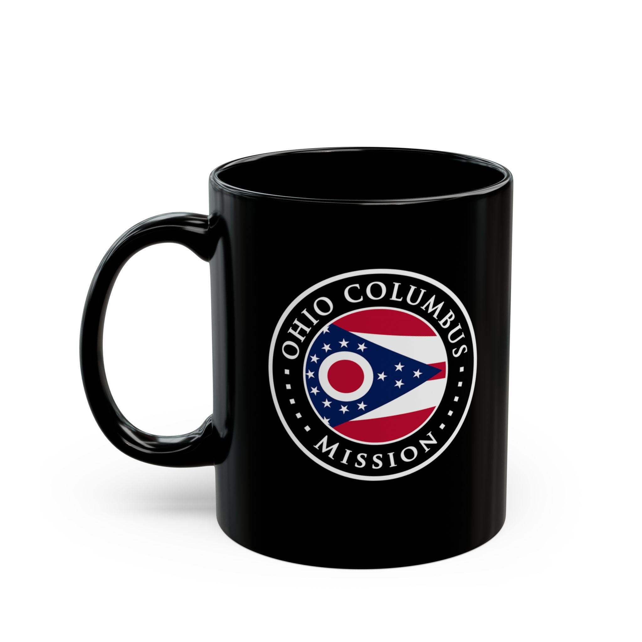 Ohio Columbus Mission State Flag Logo Ceramic Mug Black Name - Mission Wishlist - LDS Missionary Gift Store