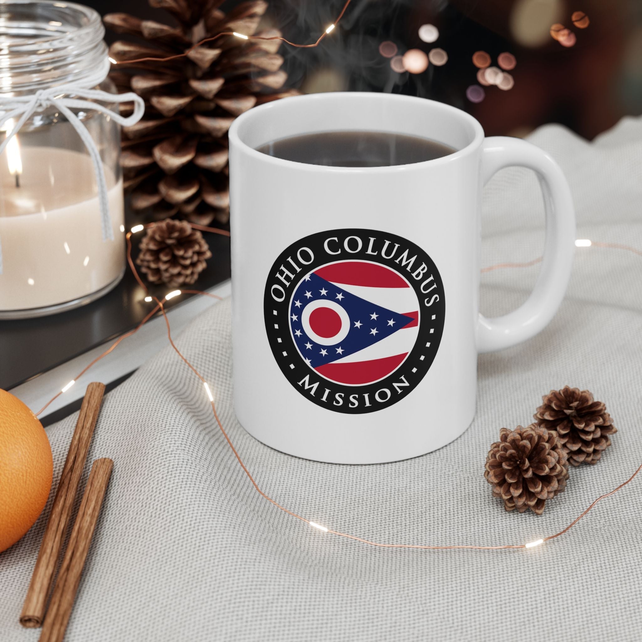 Ohio Columbus Mission State Flag Logo Ceramic Mug White - Mission Wishlist - LDS Missionary Gift Store
