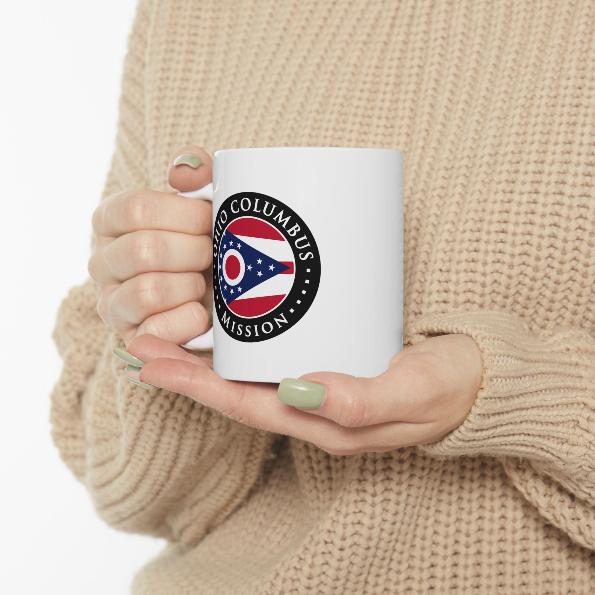 Ohio Columbus Mission State Flag Logo Ceramic Mug White - Mission Wishlist - LDS Missionary Gift Store