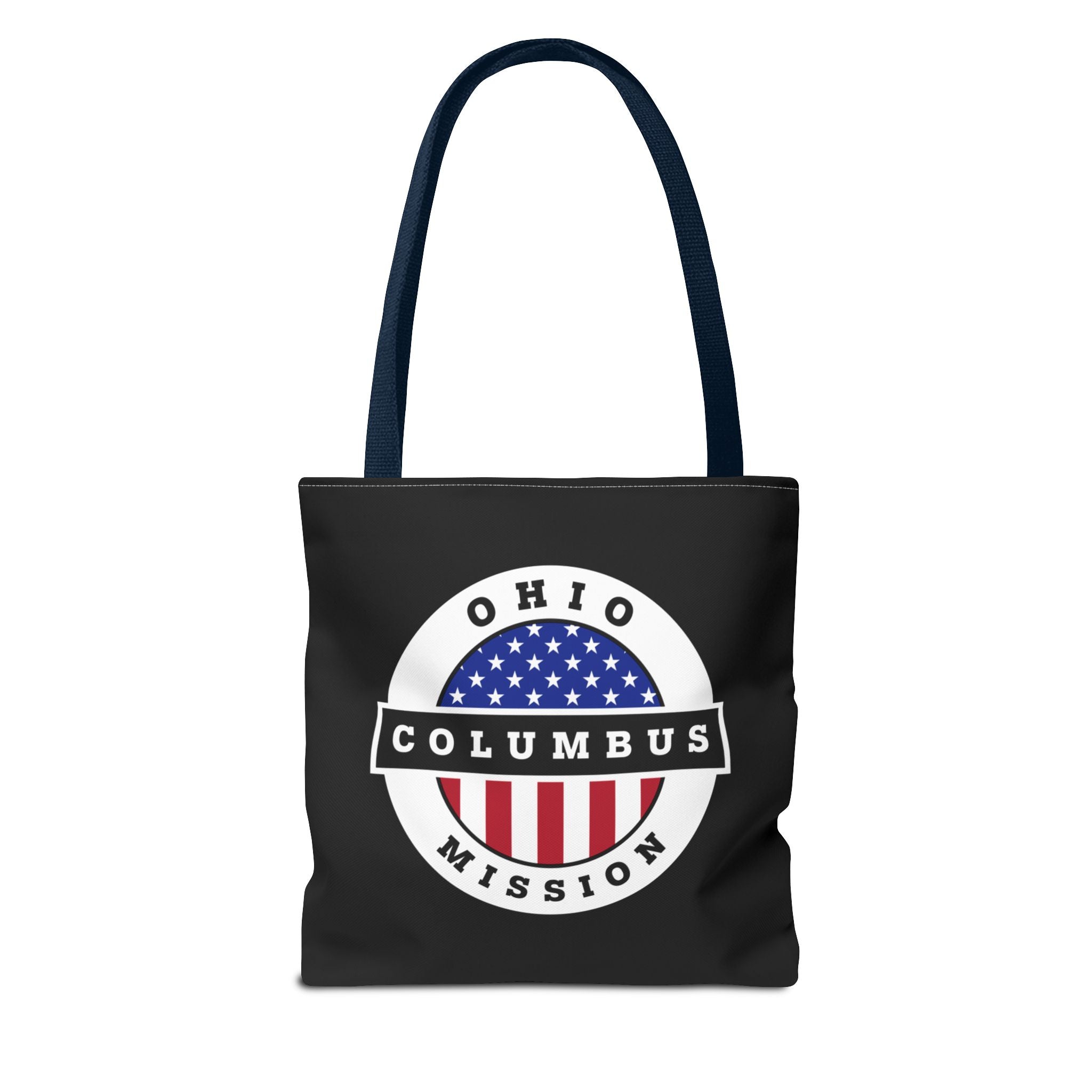Ohio Columbus Mission USA Flag Logo Tote Bag Black - Mission Wishlist - LDS Missionary Gift Store