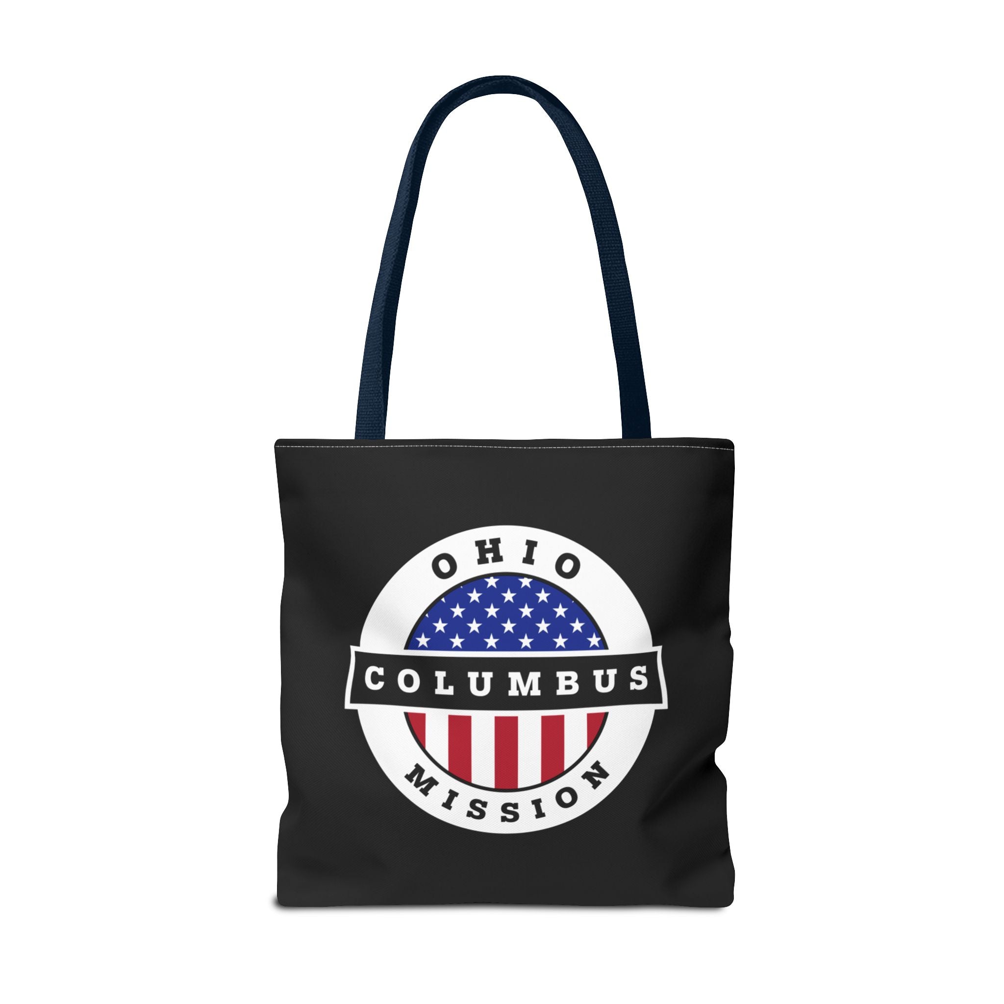 Ohio Columbus Mission USA Flag Logo Tote Bag Black - Mission Wishlist - LDS Missionary Gift Store