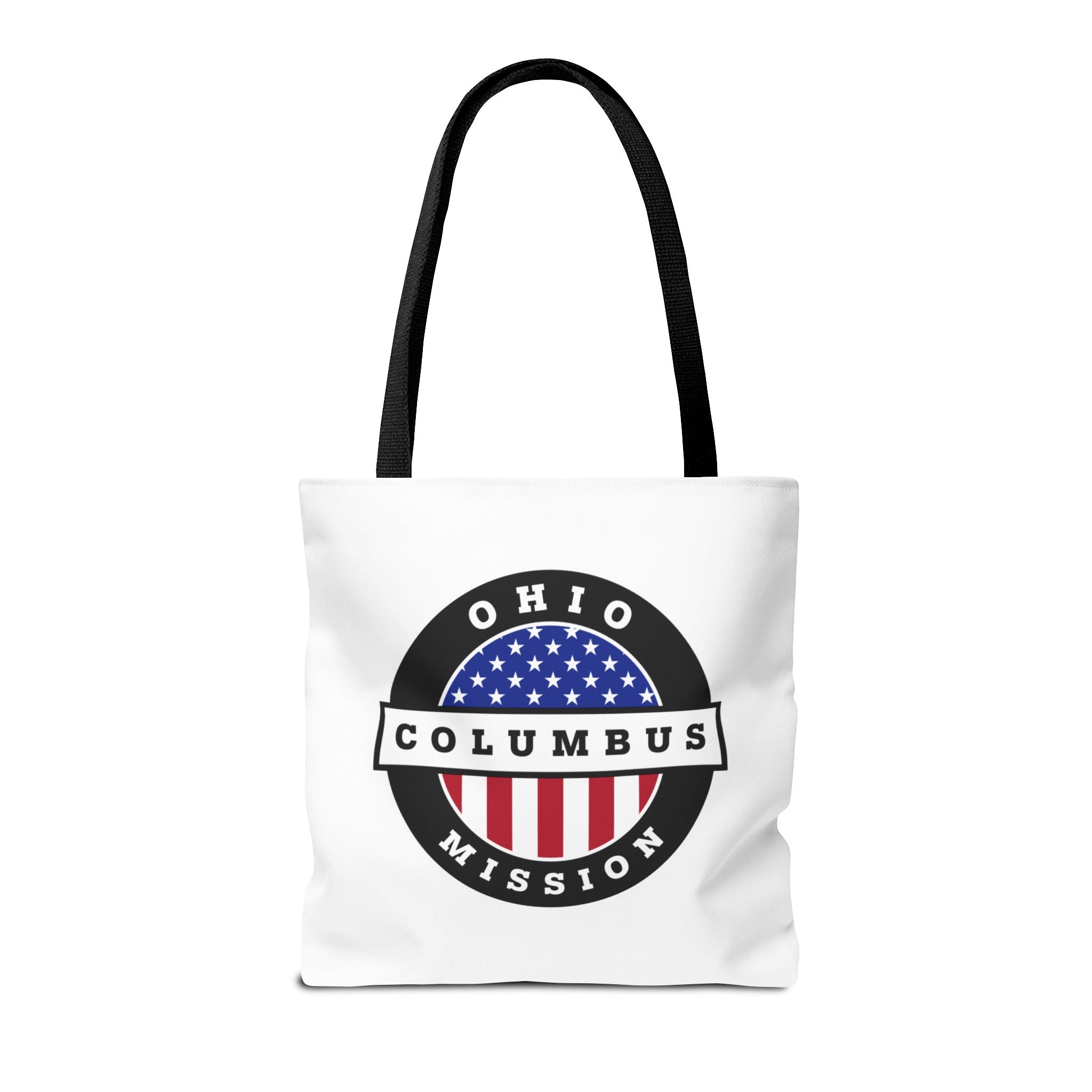 Ohio Columbus Mission USA Flag Logo Tote Bag White - Mission Wishlist - LDS Missionary Gift Store