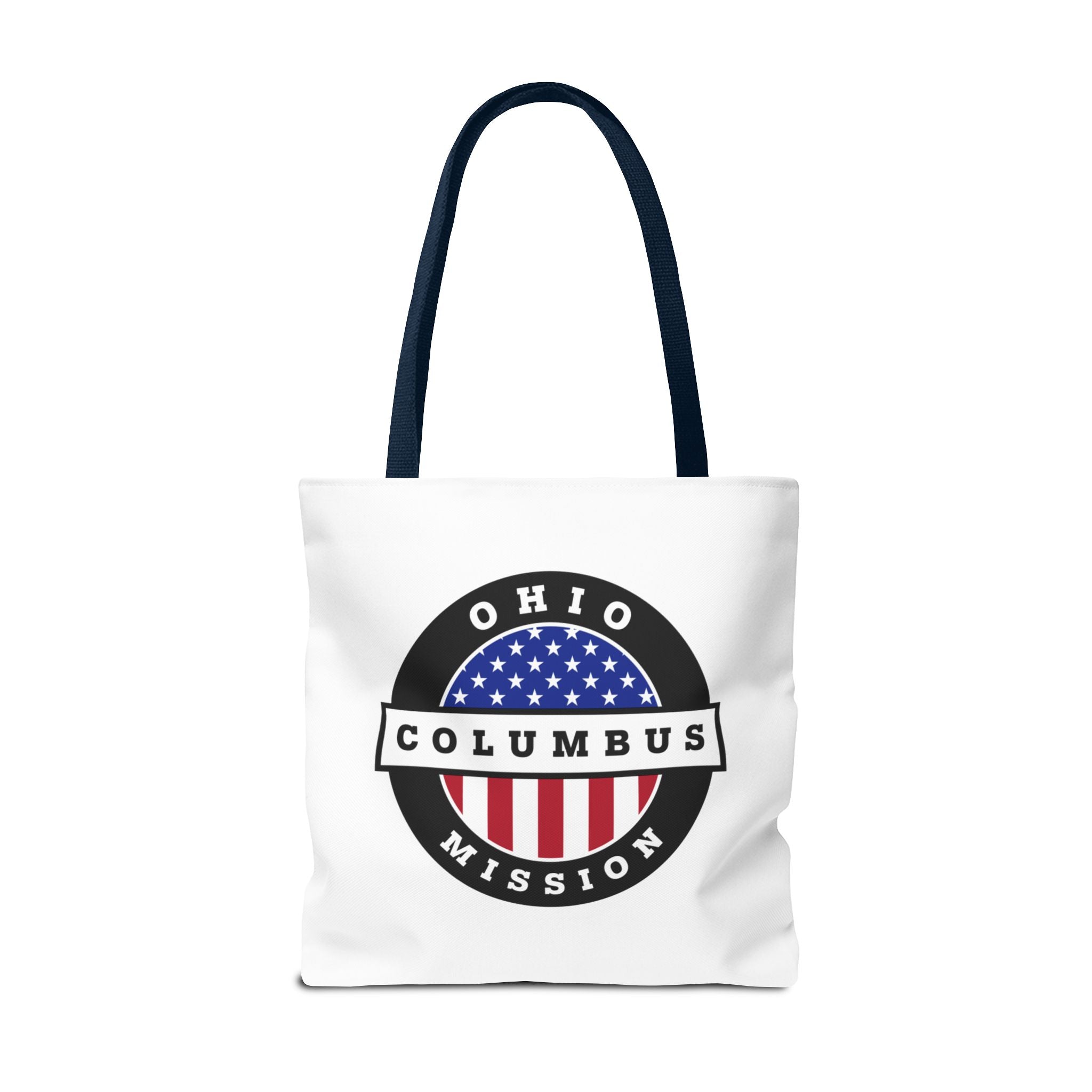 Ohio Columbus Mission USA Flag Logo Tote Bag White - Mission Wishlist - LDS Missionary Gift Store