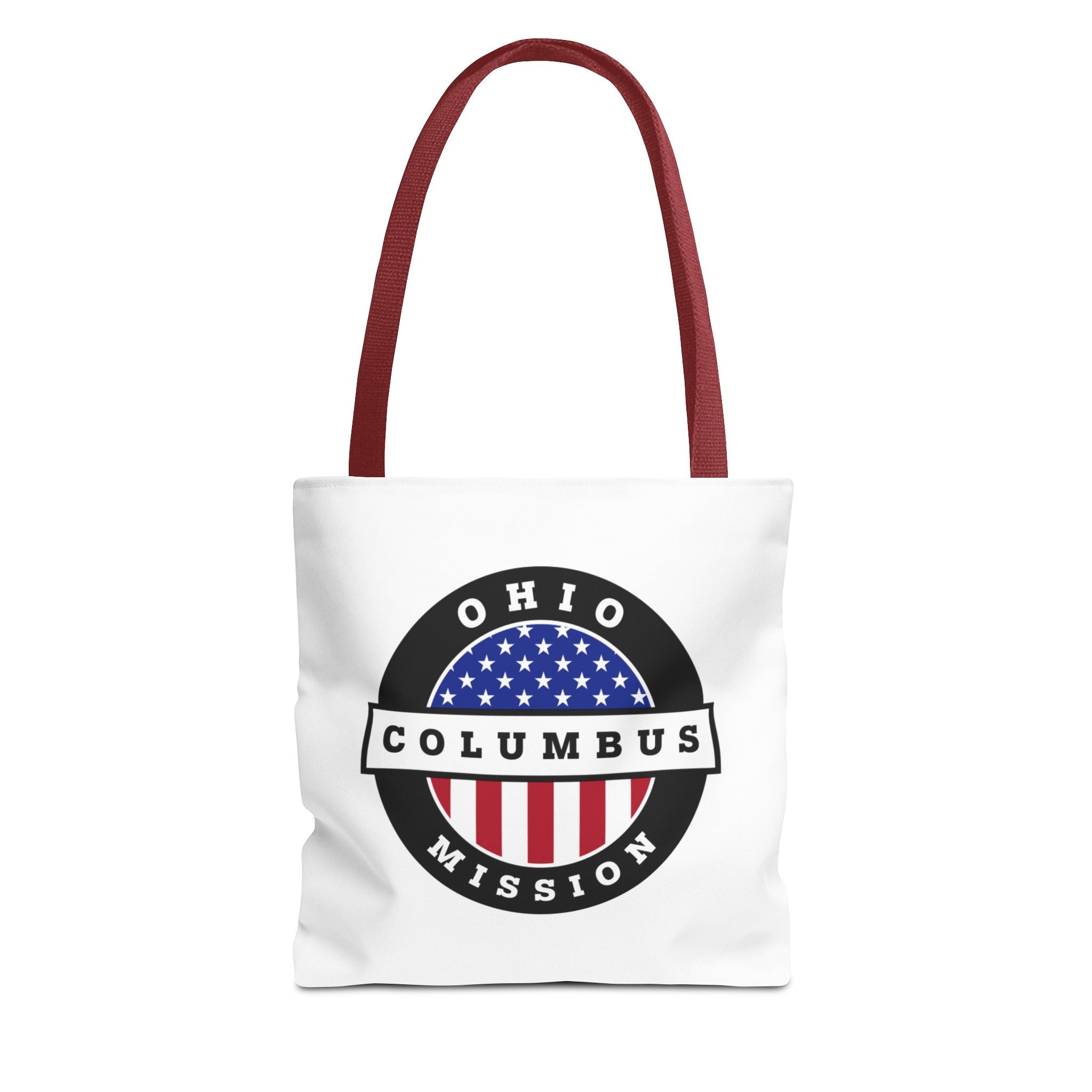 Ohio Columbus Mission USA Flag Logo Tote Bag White - Mission Wishlist - LDS Missionary Gift Store