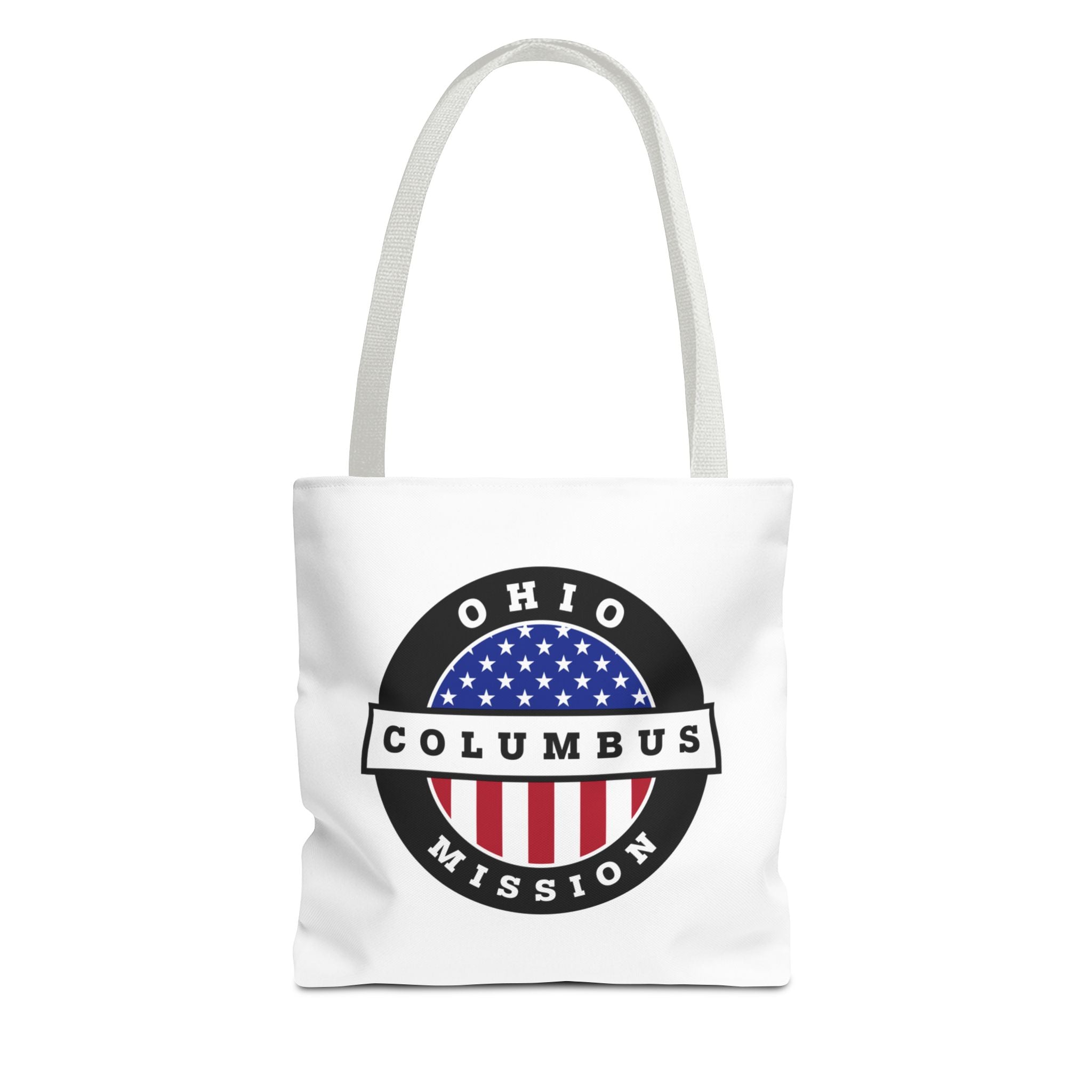 Ohio Columbus Mission USA Flag Logo Tote Bag White - Mission Wishlist - LDS Missionary Gift Store