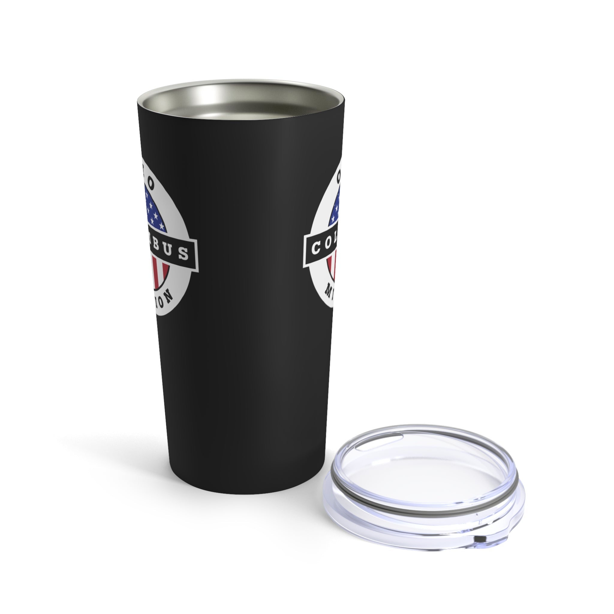 Ohio Columbus Mission USA Flag Logo Tumbler 20oz Black - Mission Wishlist - LDS Missionary Gift Store