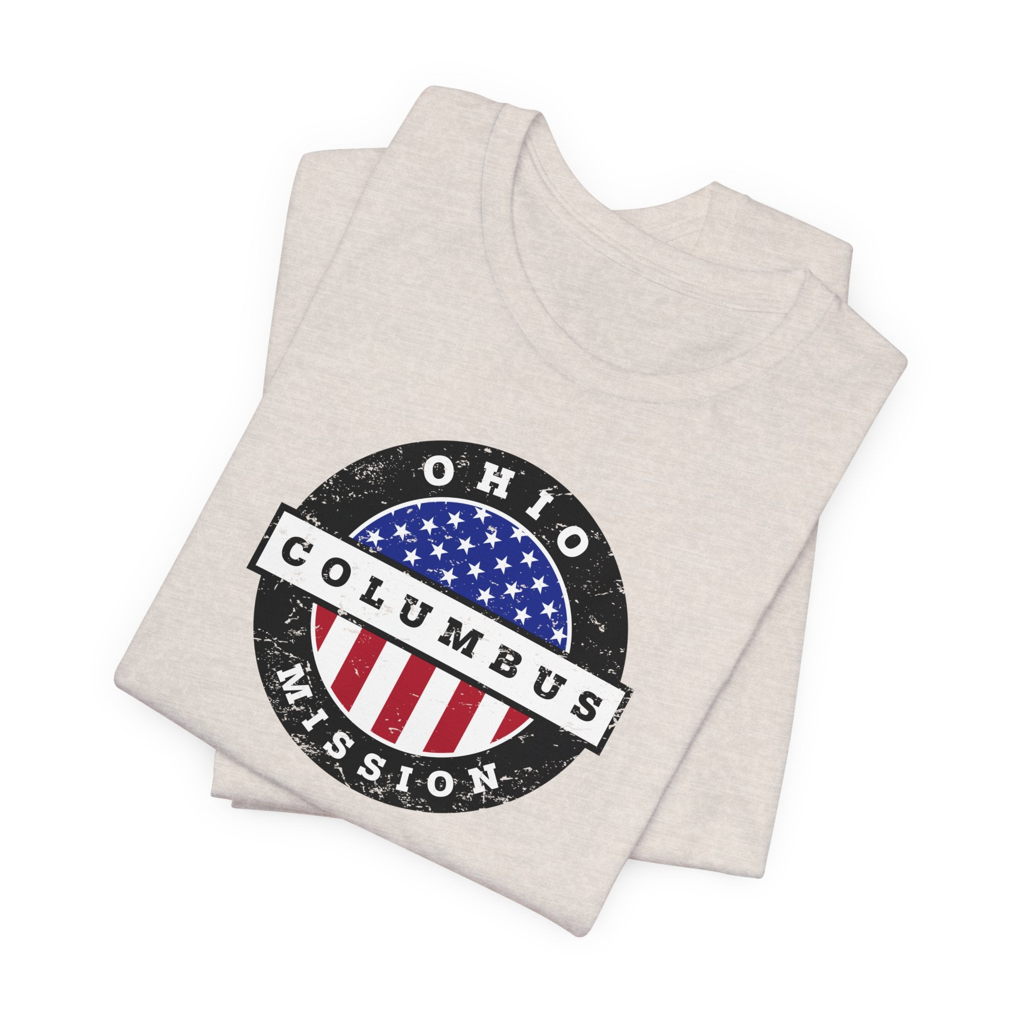Ohio Columbus Mission Vintage Circular USA Flag T-Shirt - Mission Wishlist - LDS Missionary Gift Store