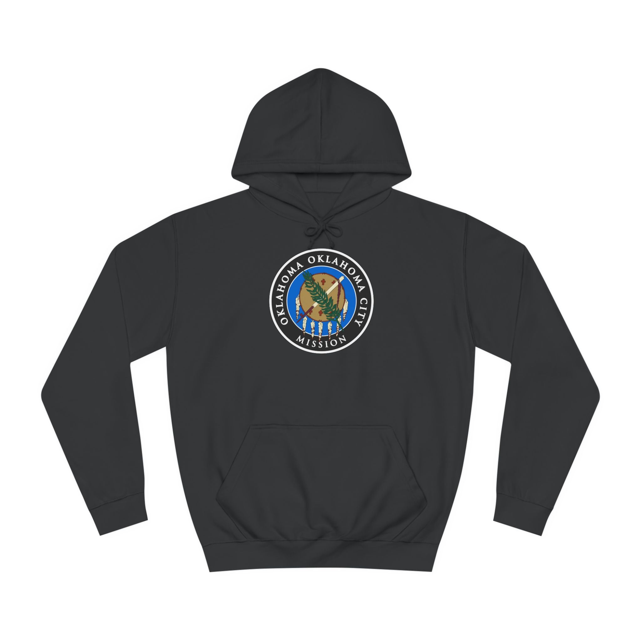 Oklahoma Oklahoma City Mission State Flag Logo (Black Border) College Hoodie - Mission Wishlist - LDS Missionary Gift Store