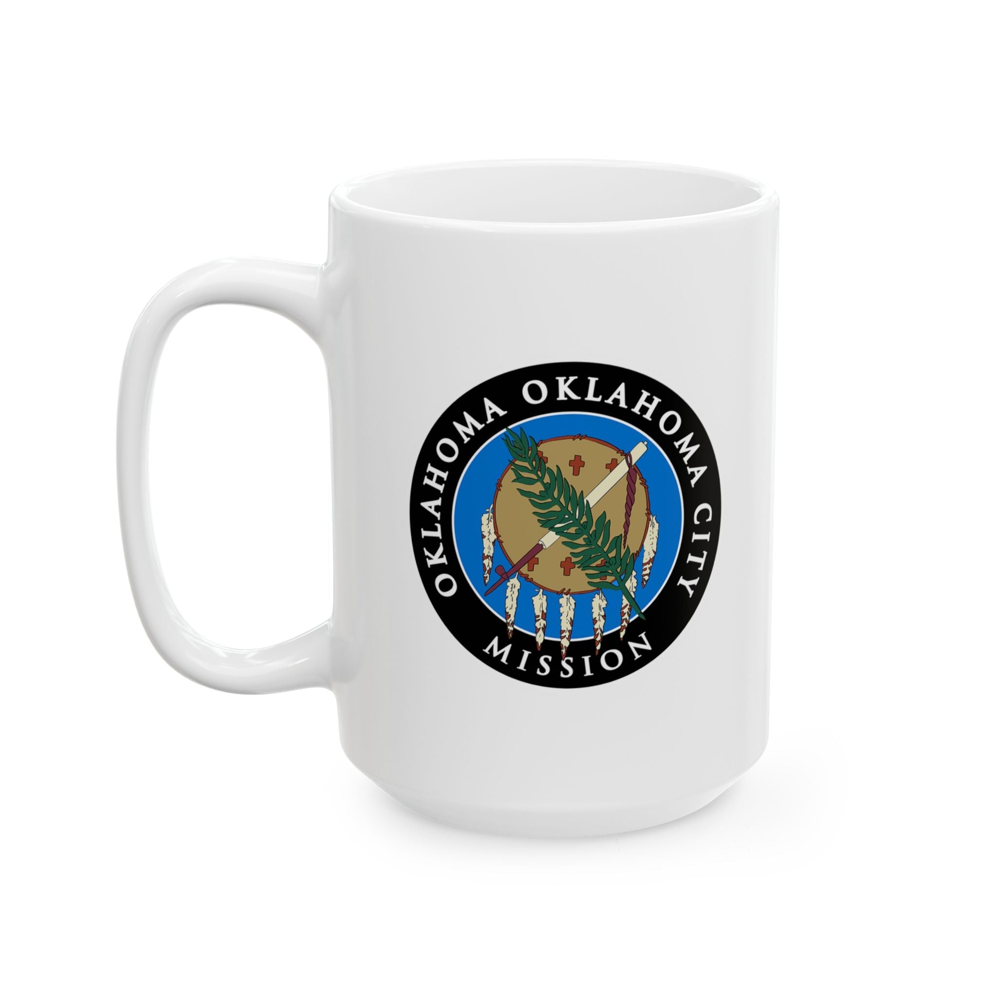 Oklahoma Oklahoma City Mission State Flag Logo Ceramic Mug White Name - Mission Wishlist - LDS Missionary Gift Store
