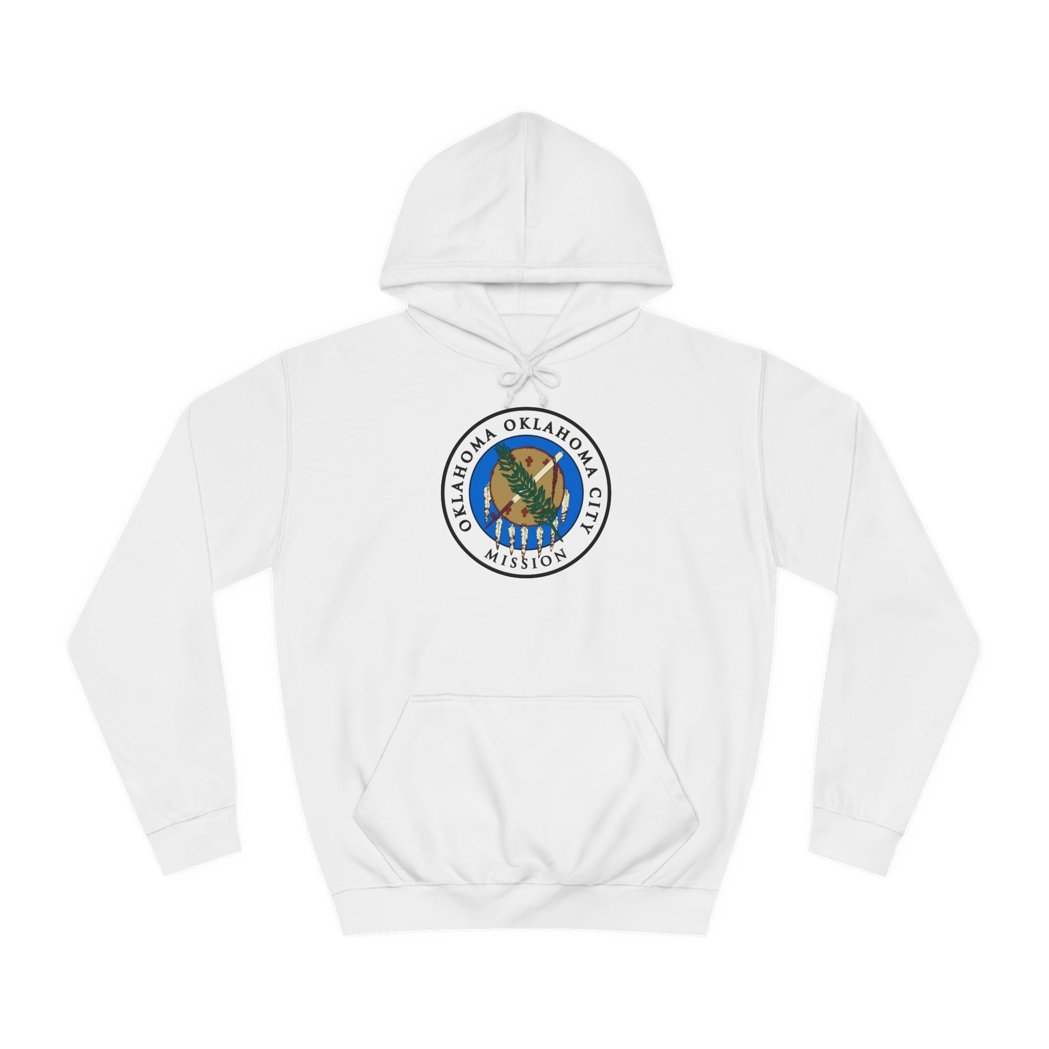 Oklahoma Oklahoma City Mission State Flag Logo (White Border) College Hoodie - Mission Wishlist - LDS Missionary Gift Store
