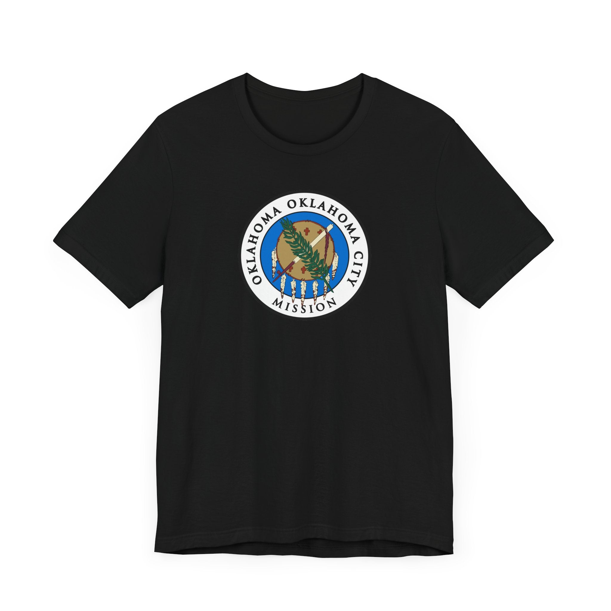 Oklahoma Oklahoma City Mission State Flag Logo (White Border) T-shirt - Mission Wishlist - LDS Missionary Gift Store