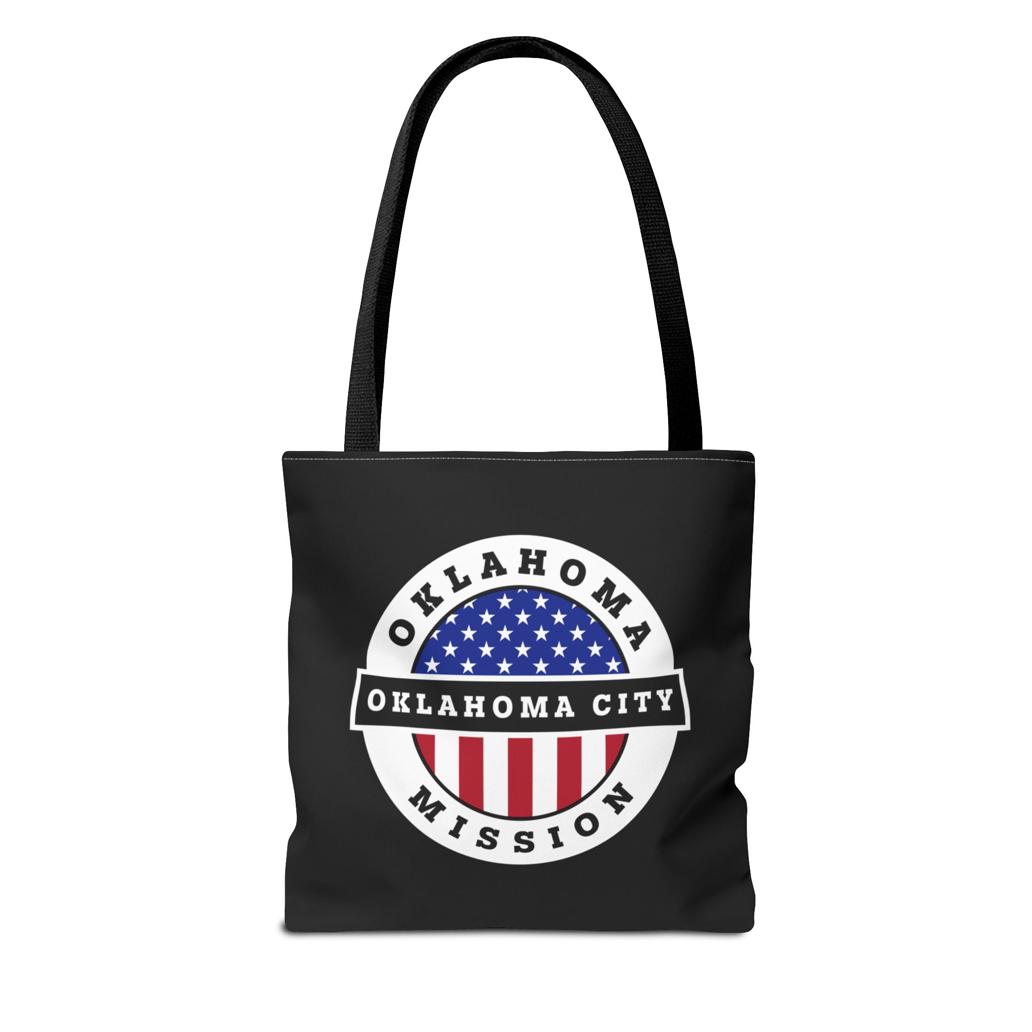 Oklahoma Oklahoma City Mission USA Flag Logo Tote Bag Black - Mission Wishlist - LDS Missionary Gift Store