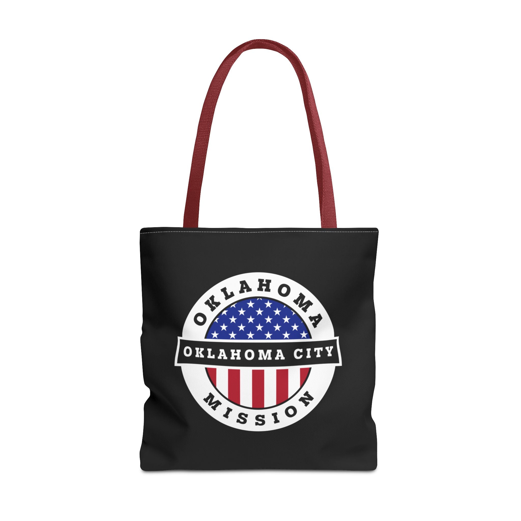 Oklahoma Oklahoma City Mission USA Flag Logo Tote Bag Black - Mission Wishlist - LDS Missionary Gift Store