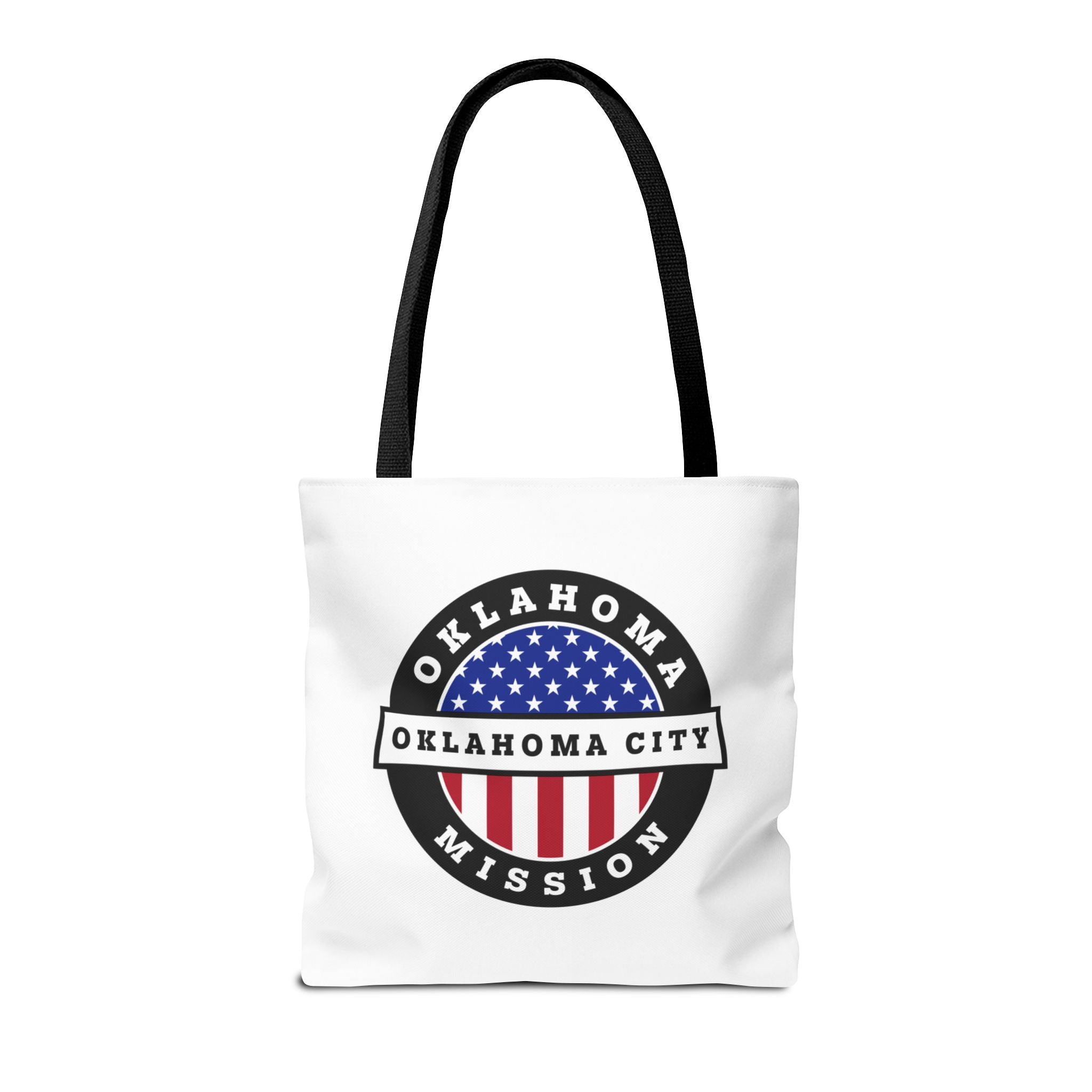 Oklahoma Oklahoma City Mission USA Flag Logo Tote Bag White - Mission Wishlist - LDS Missionary Gift Store