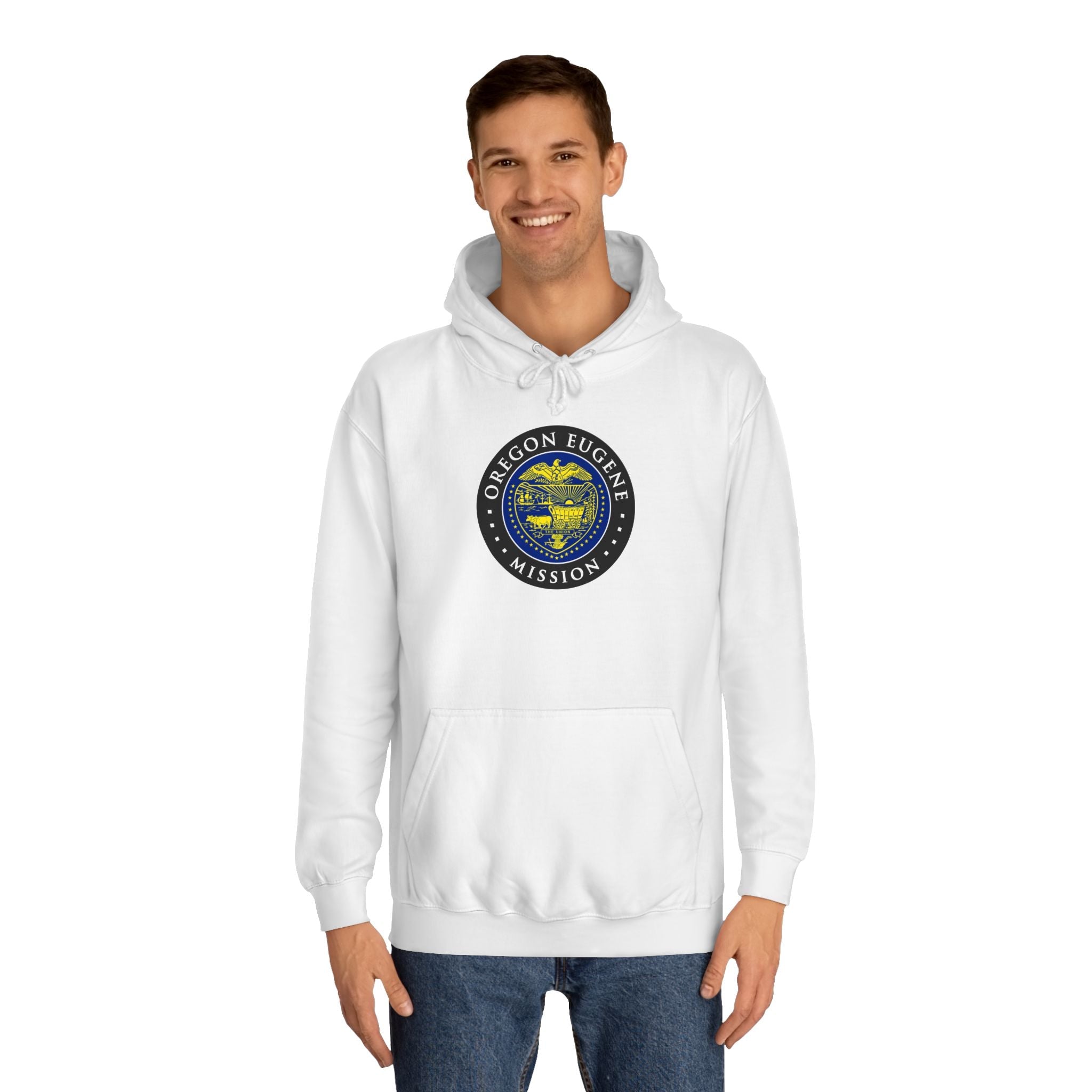 Oregon Eugene Mission State Flag Logo (Black Border) College Hoodie - Mission Wishlist - LDS Missionary Gift Store