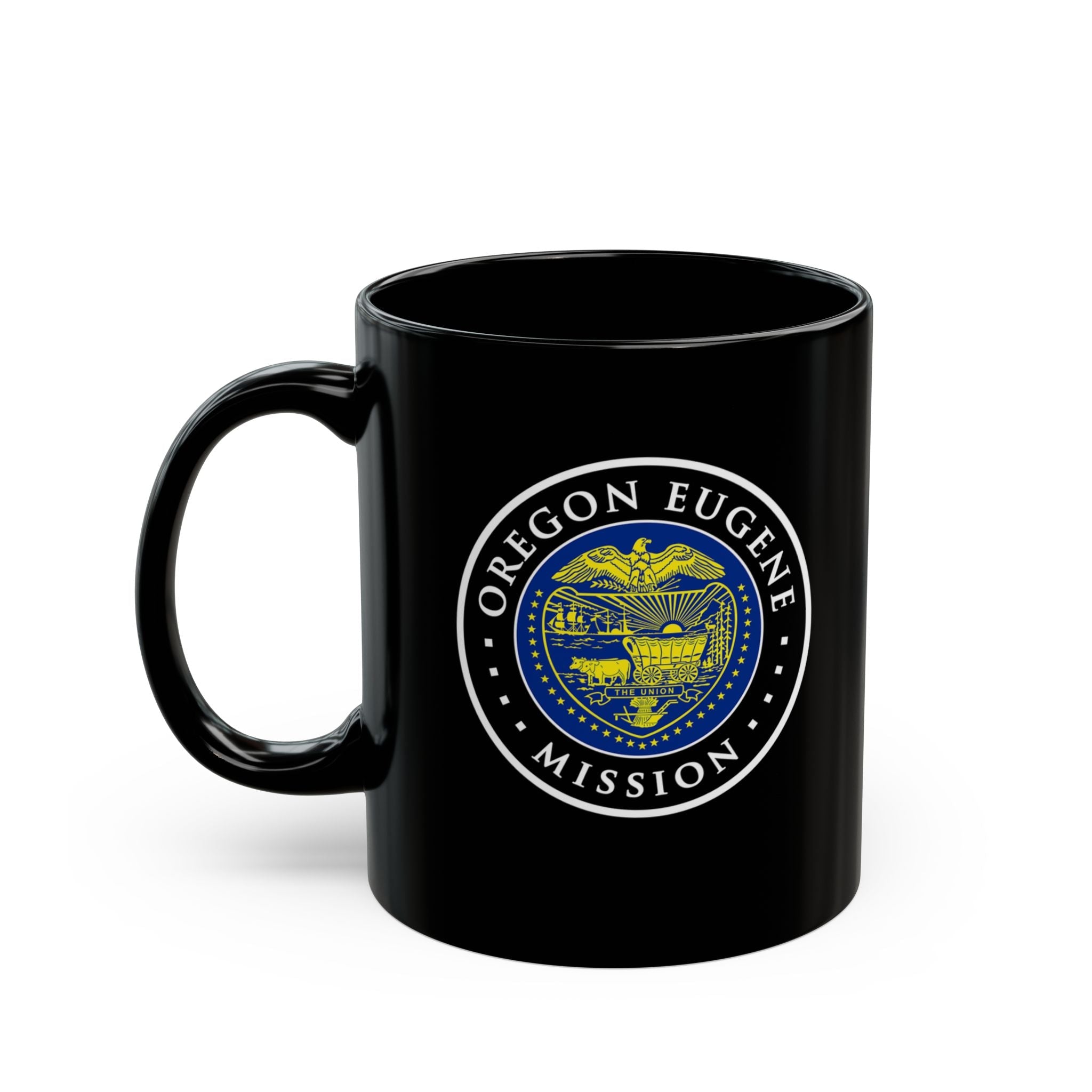Oregon Eugene Mission State Flag Logo Ceramic Mug Black Name - Mission Wishlist - LDS Missionary Gift Store