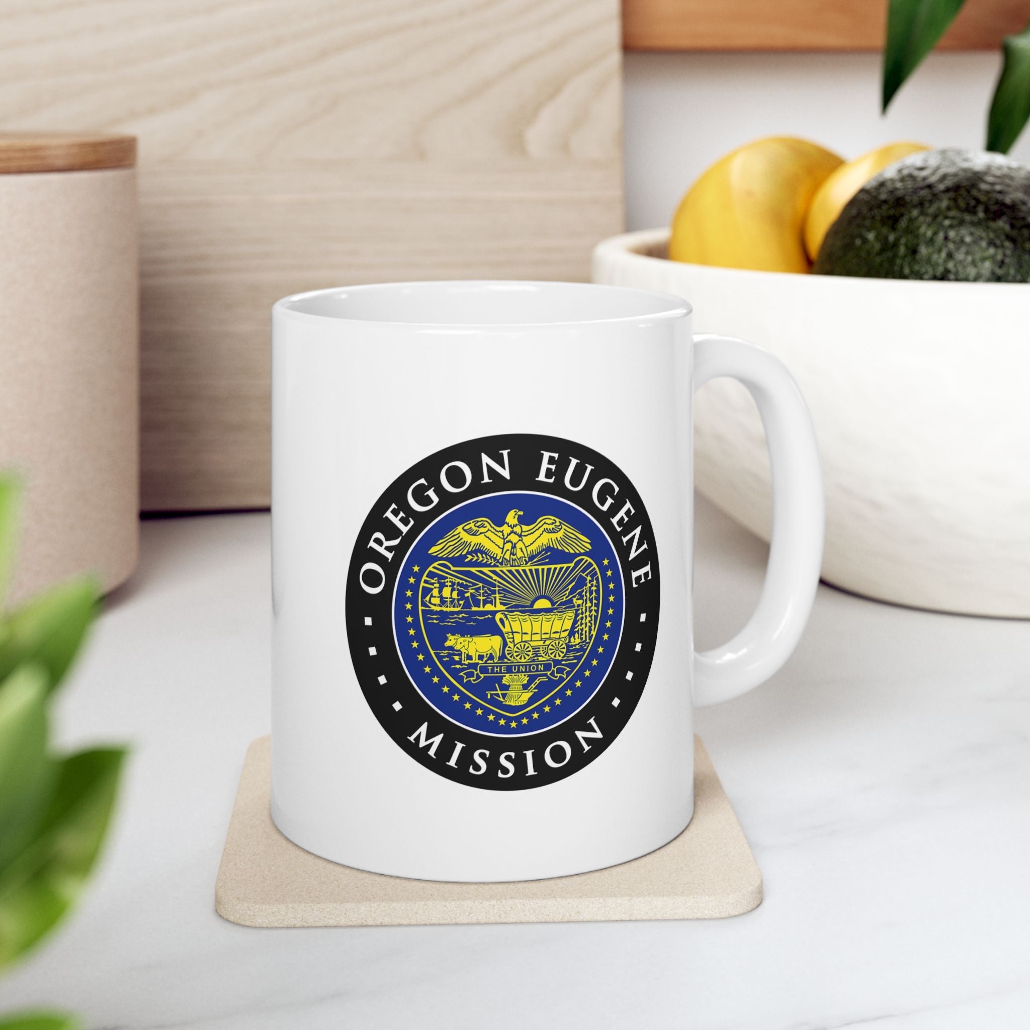 Oregon Eugene Mission State Flag Logo Ceramic Mug White - Mission Wishlist - LDS Missionary Gift Store
