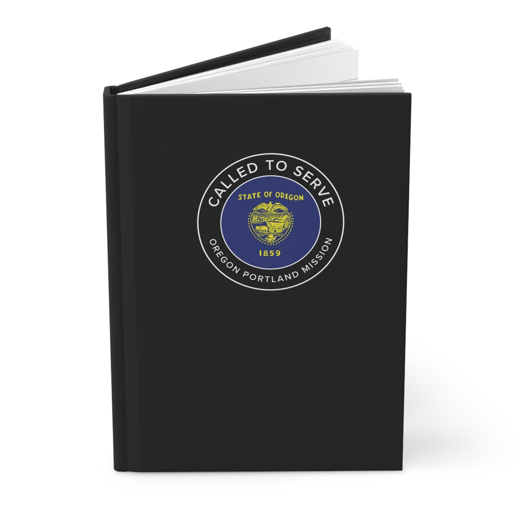 Oregon Portland Mission Circle Flag Called to Serve Black Hardcover Journal Matte - Latter-Day Saint LDS Missionary Gift - Book of Mormon
