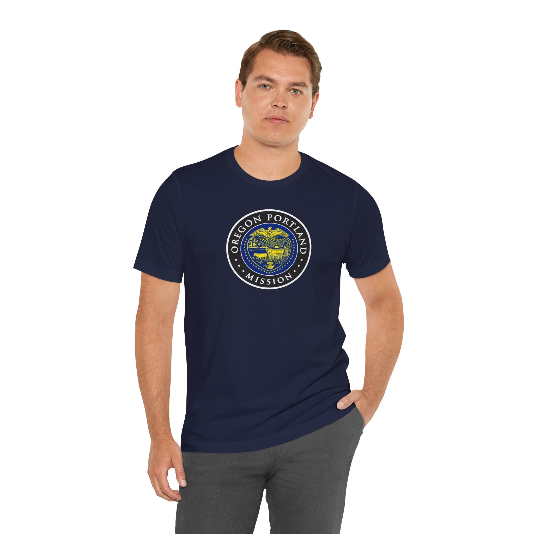 Oregon Portland Mission State Flag Logo (Black Border) T-shirt - Mission Wishlist - LDS Missionary Gift Store