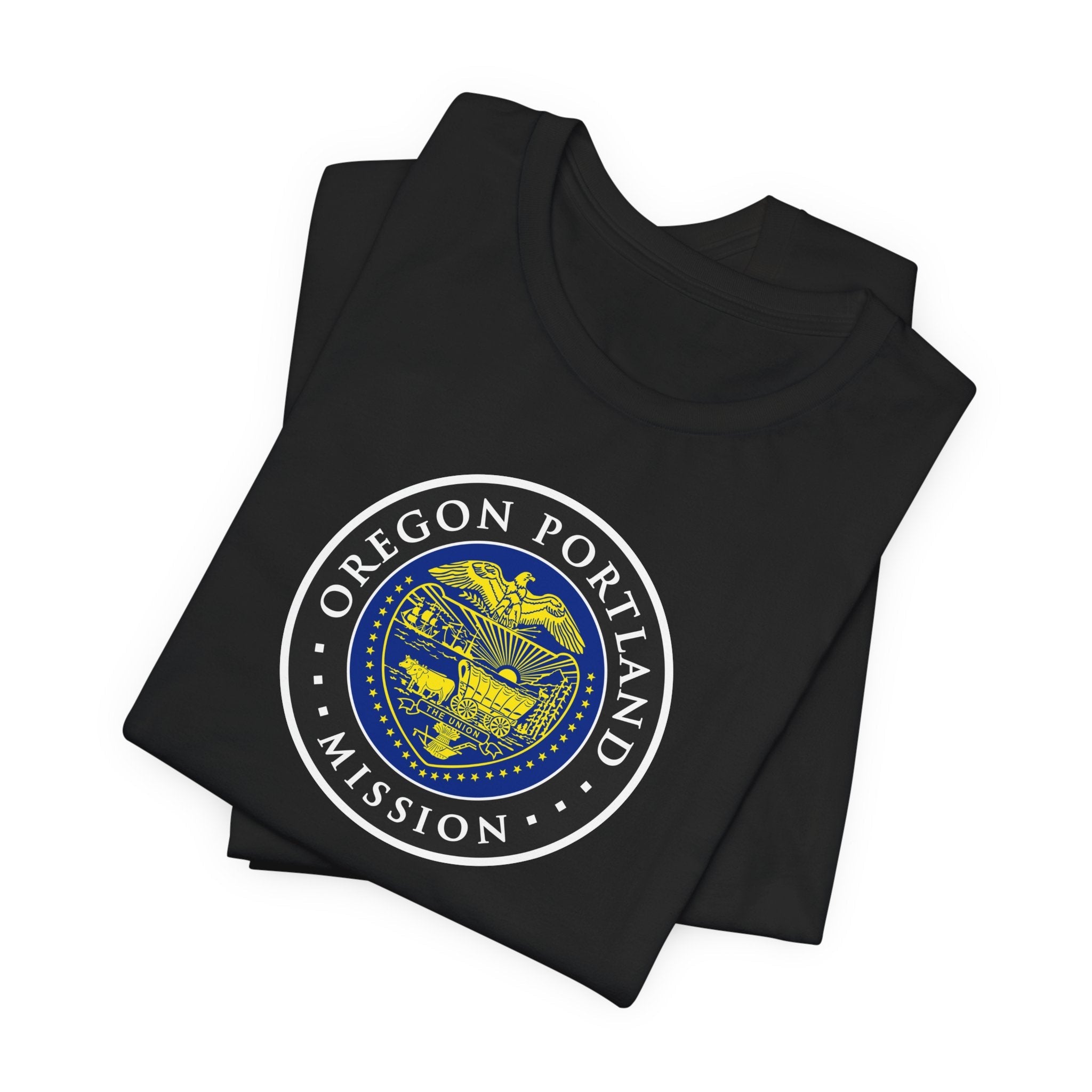 Oregon Portland Mission State Flag Logo (Black Border) T-shirt - Mission Wishlist - LDS Missionary Gift Store