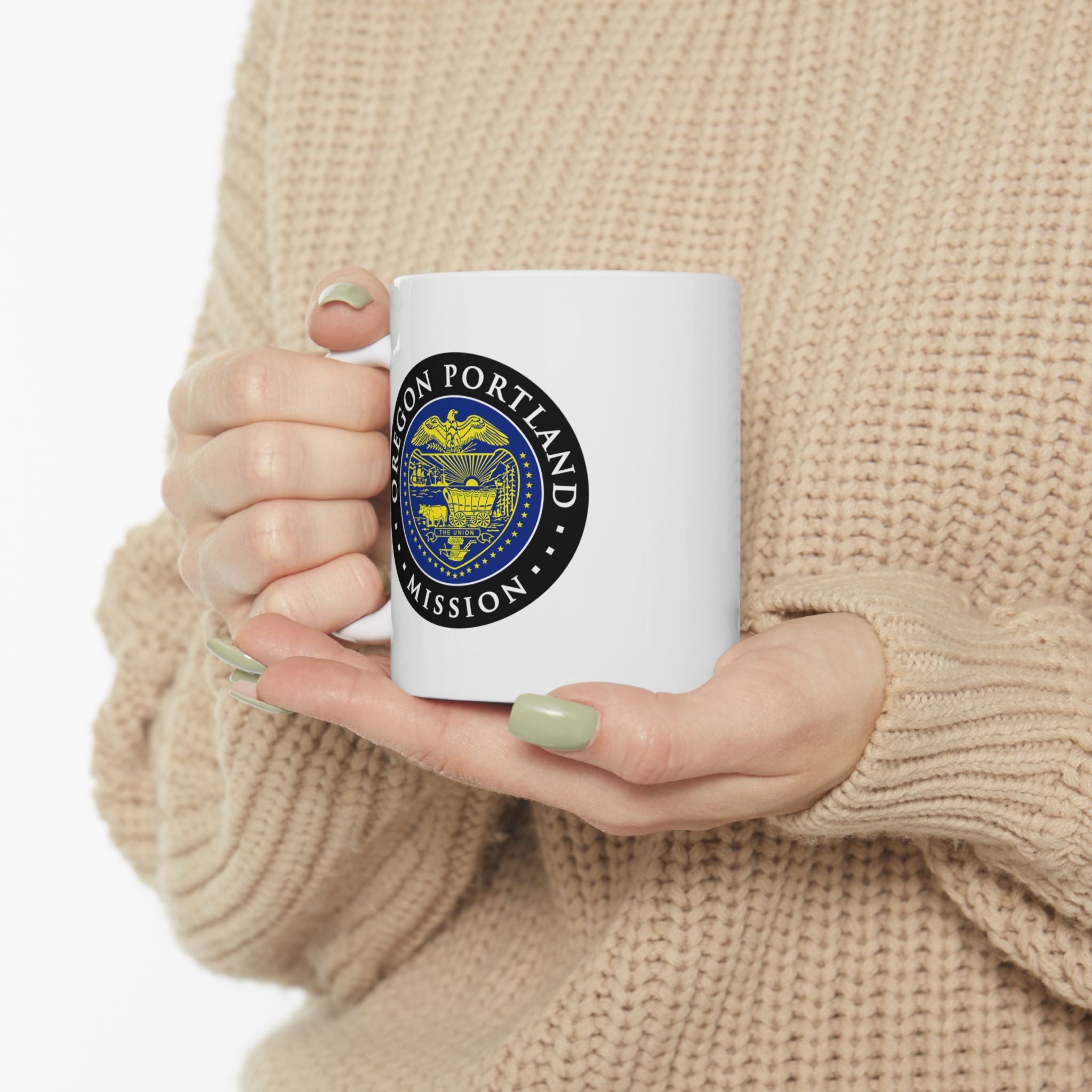 Oregon Portland Mission State Flag Logo Ceramic Mug White - Latter-Day Saint LDS Missionary Gift - Book of Mormon