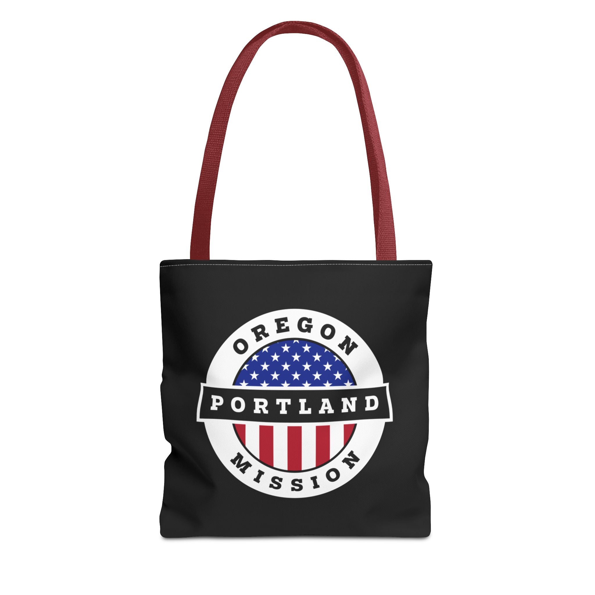 Oregon Portland Mission USA Flag Logo Tote Bag Black - Mission Wishlist - LDS Missionary Gift Store