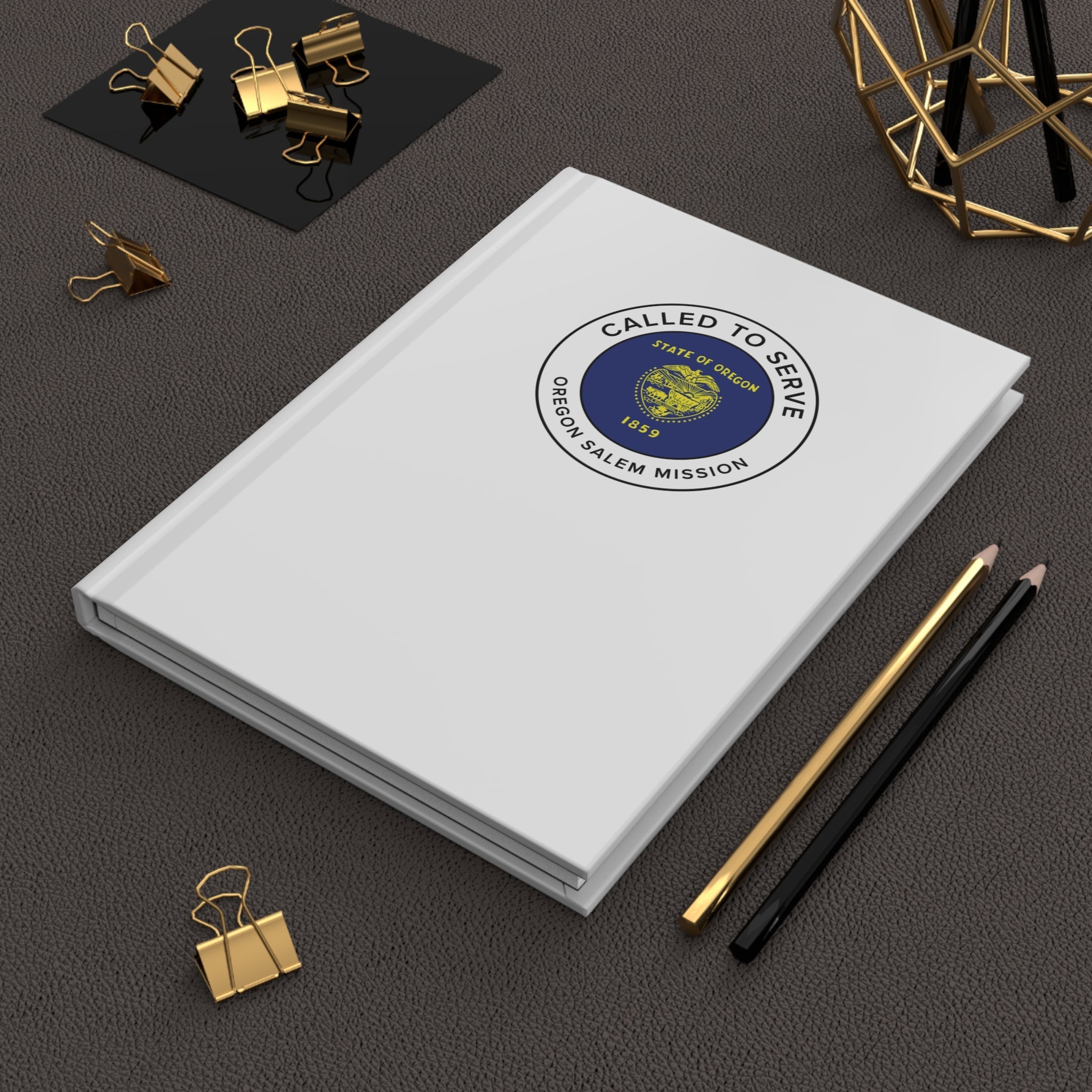 Oregon Salem Mission Circle Flag Called to Serve White Hardcover Journal Matte - Latter-Day Saint LDS Missionary Gift - Book of Mormon