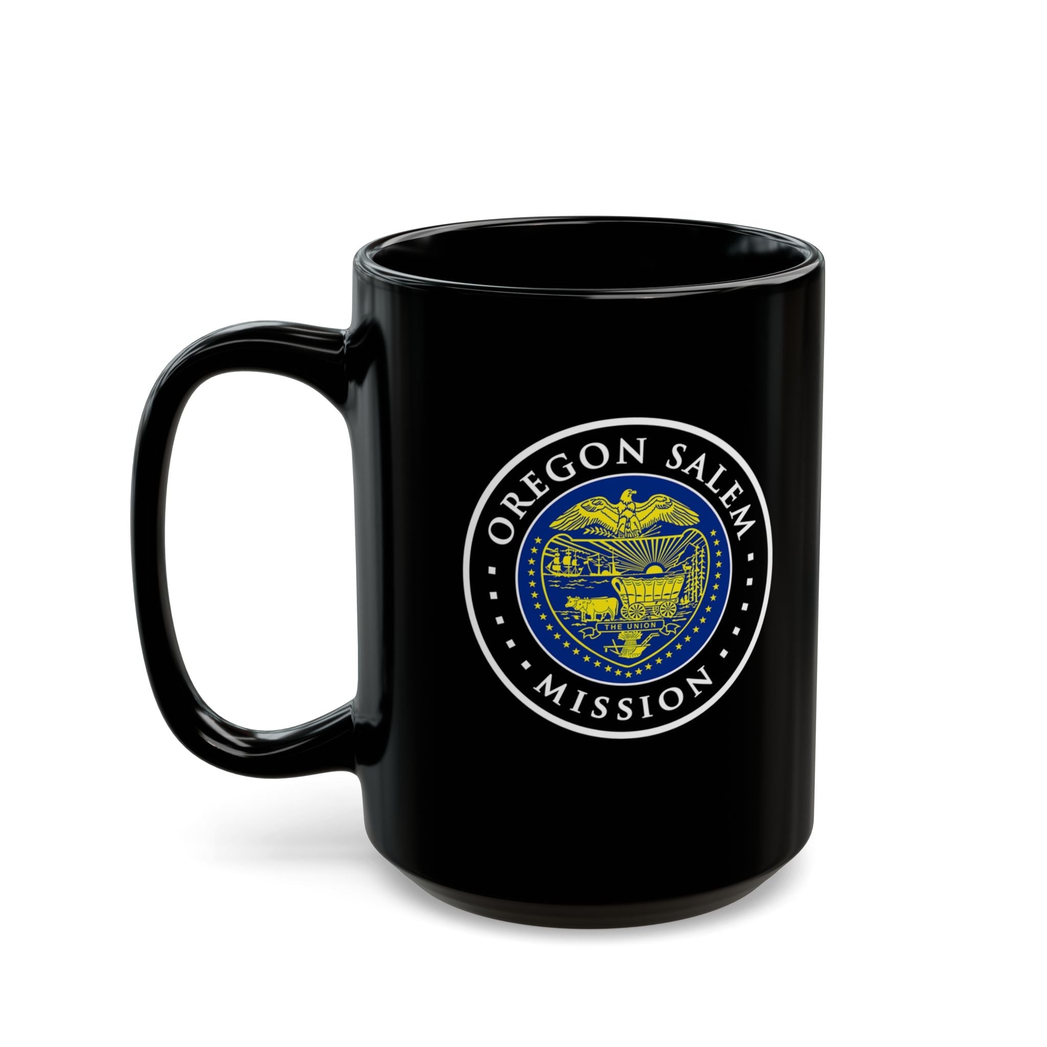 Oregon Salem Mission State Flag Logo Ceramic Mug Black Name - Latter-Day Saint LDS Missionary Gift - Book of Mormon
