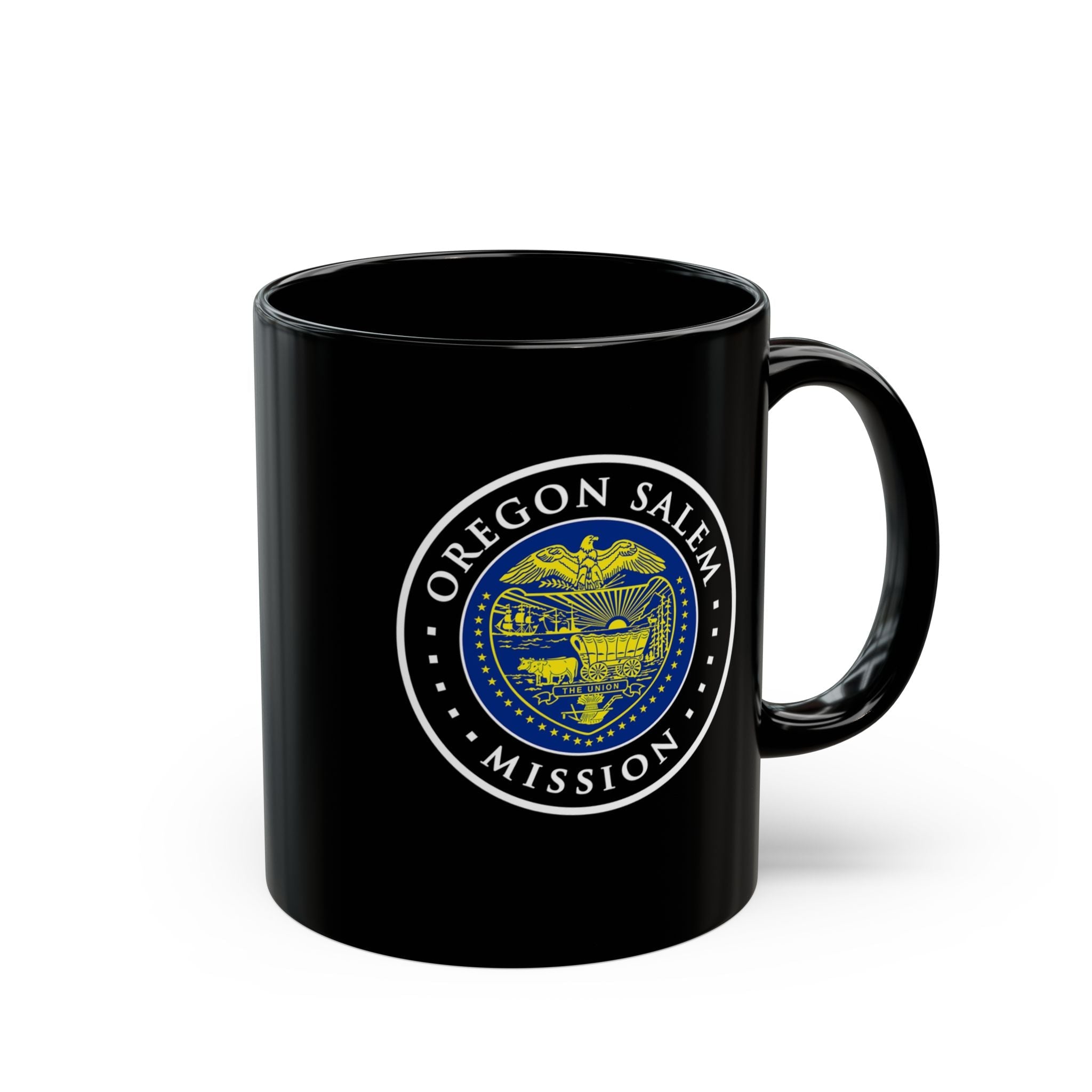 Oregon Salem Mission State Flag Logo Ceramic Mug Black Name - Latter-Day Saint LDS Missionary Gift - Book of Mormon