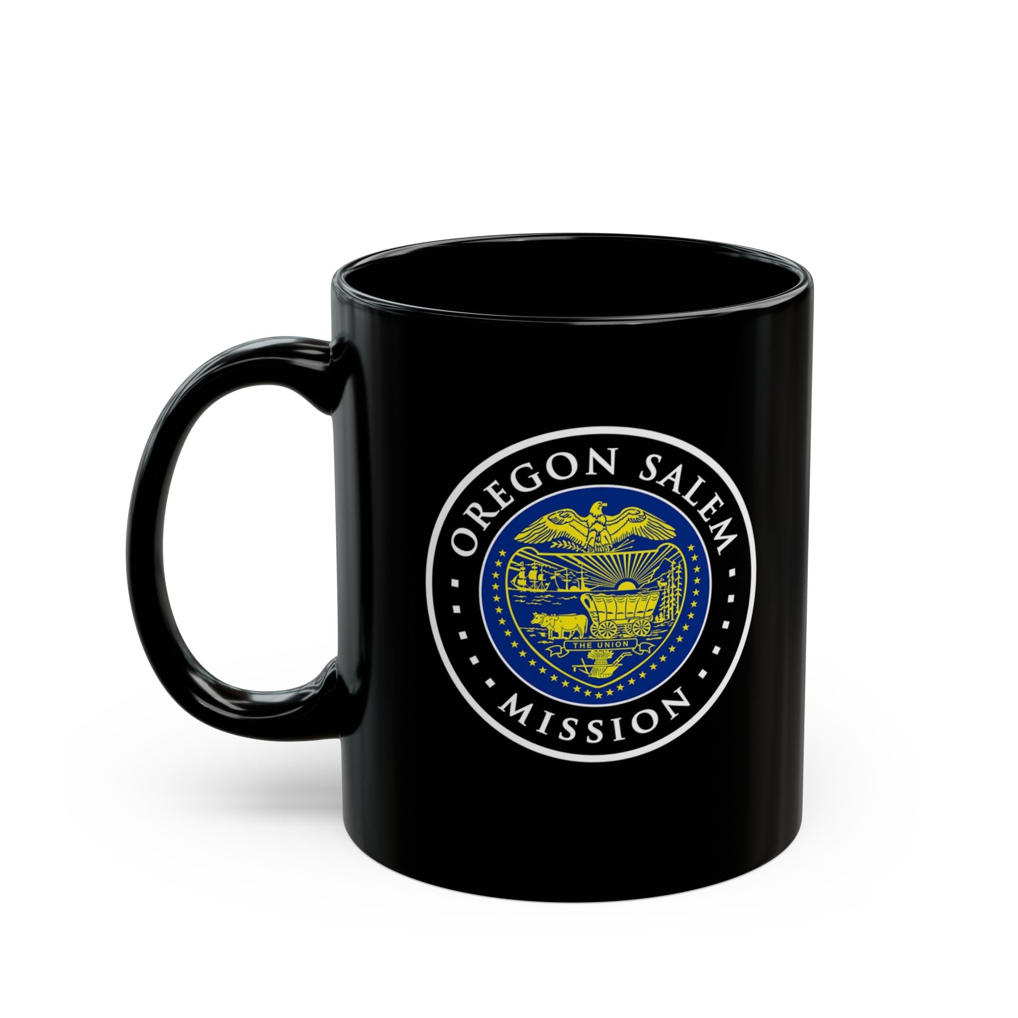 Oregon Salem Mission State Flag Logo Ceramic Mug Black Name - Latter-Day Saint LDS Missionary Gift - Book of Mormon