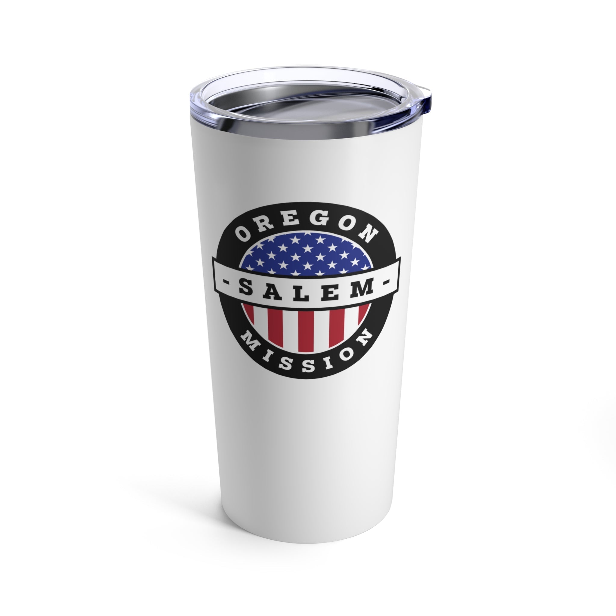 Oregon Salem Mission USA Flag Logo Tumbler 20oz White - Latter-Day Saint LDS Missionary Gift - Book of Mormon