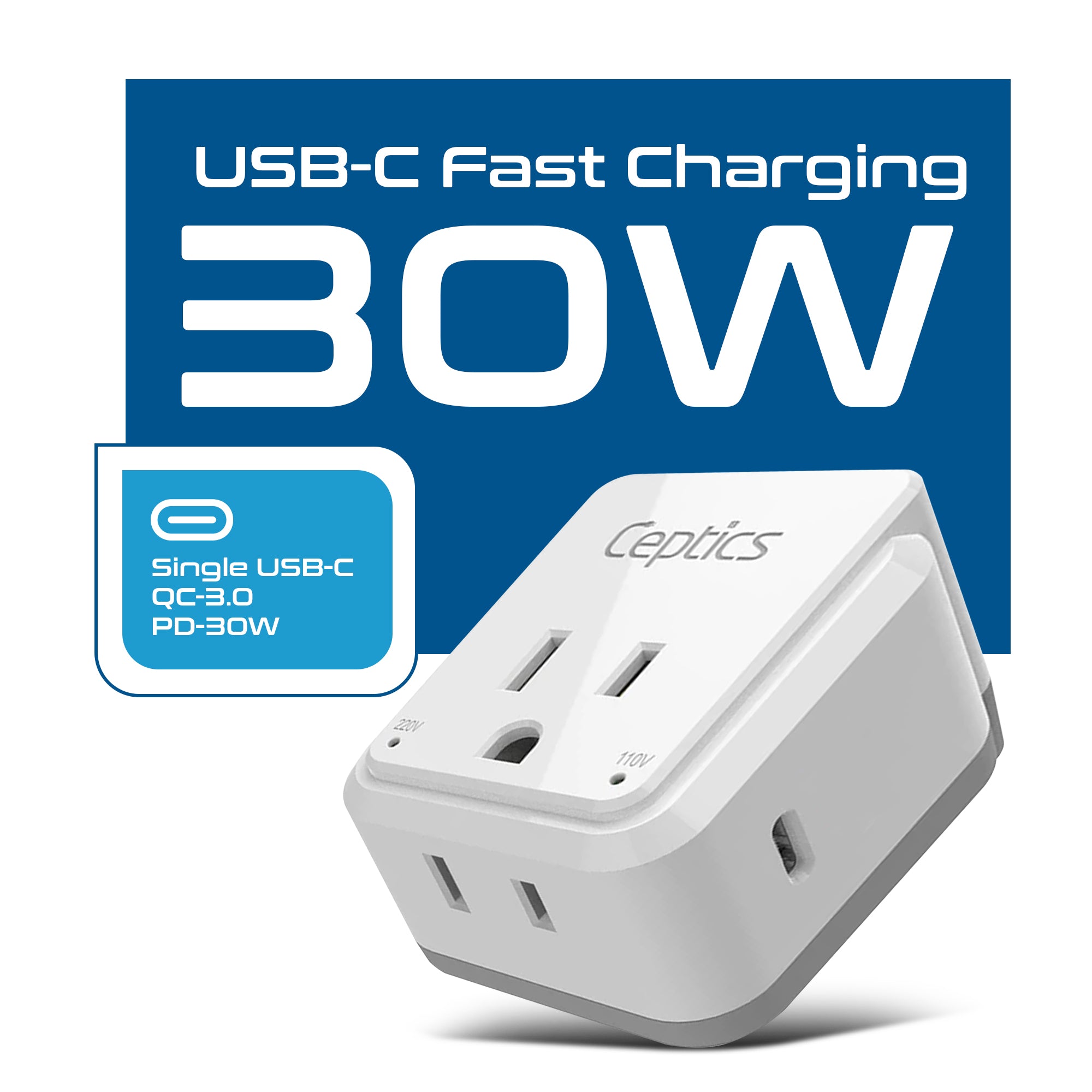 Travel Adapter Set | Type A, B, C, E/F, G, I - USB-C Port with PD + 2 US Outlets (PAK-30-WS)