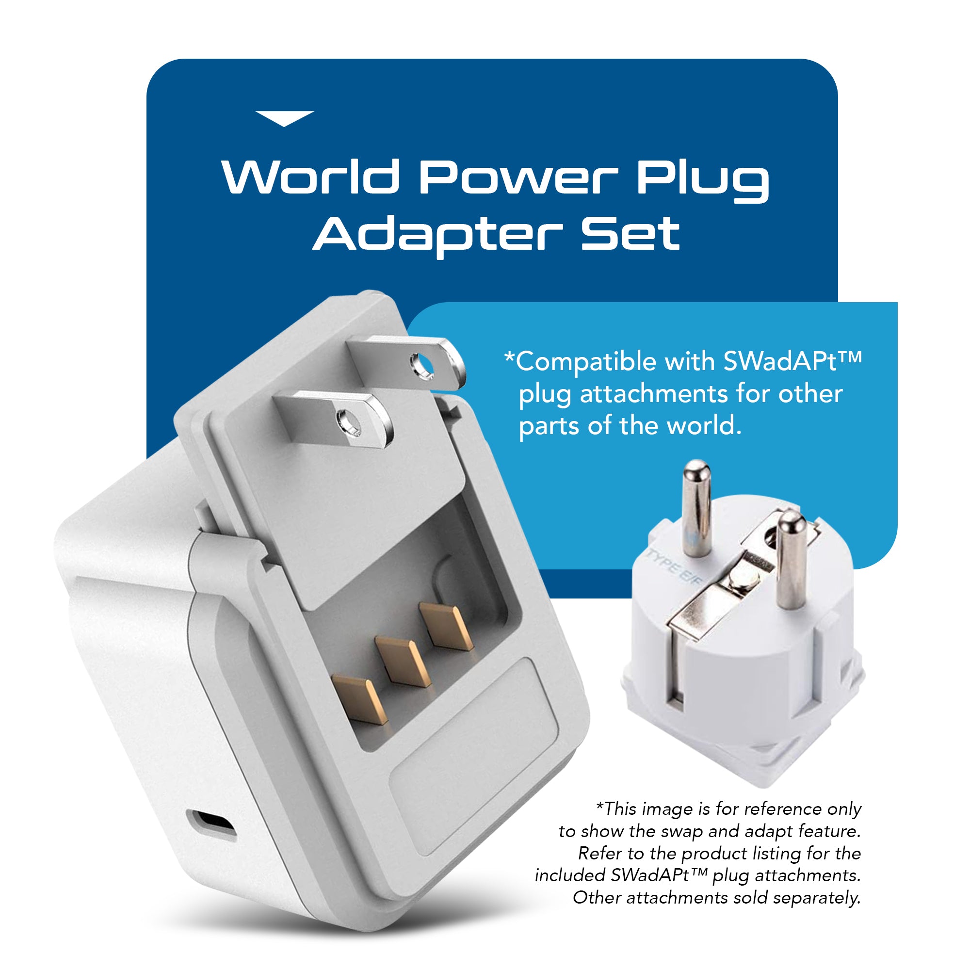 Travel Adapter Set | Type A, B, C, E/F, G, I - USB-C Port with PD + 2 US Outlets (PAK-30-WS)