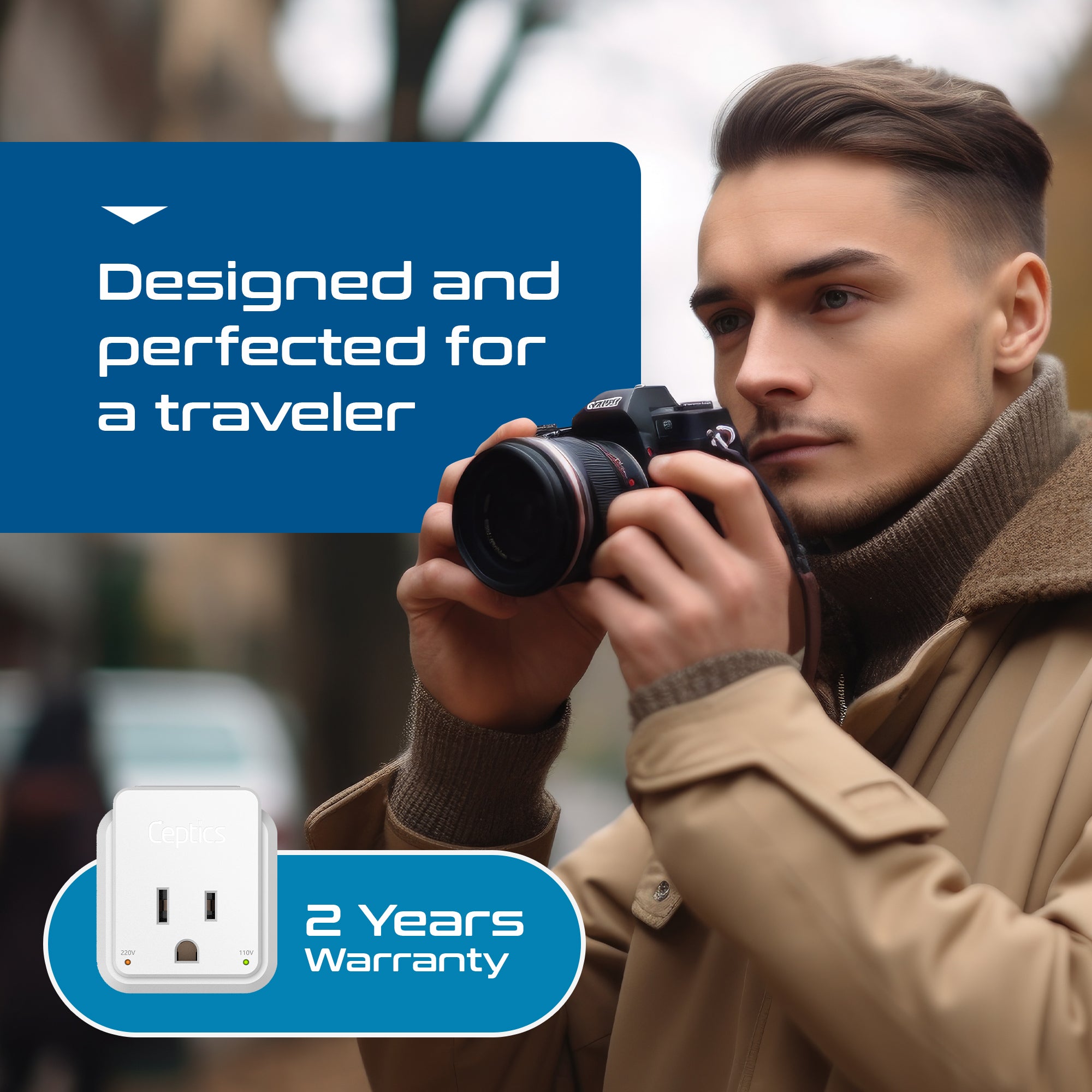 UK, Hong Kong, Travel Plug Adapter | Type G - USB-C Ports + 2 US Outlets (PAK-30W-7)