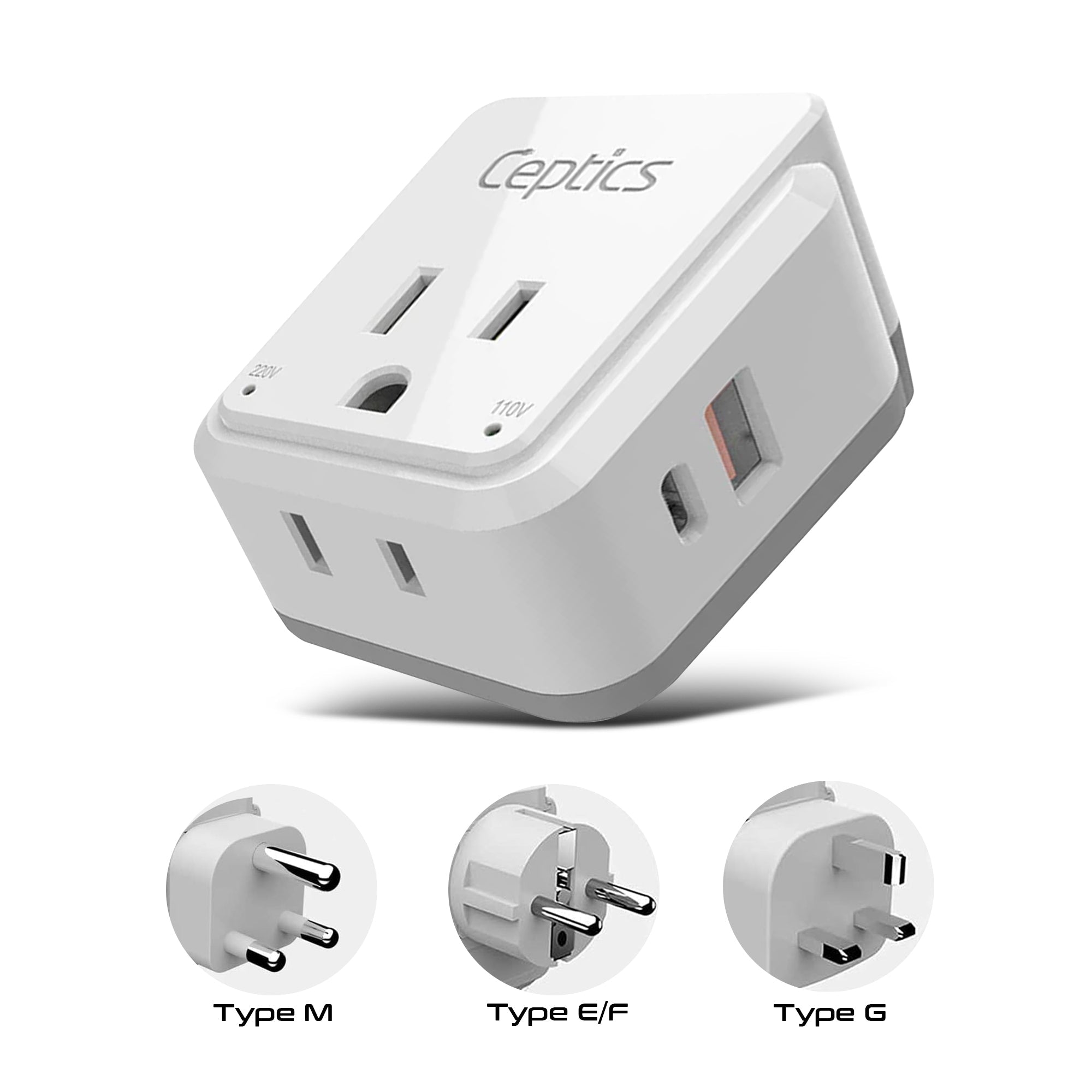 Africa Travel Adapter Set | Type E/F, G, M - USB & USB-C Ports + 2 US Outlets (PAK-AF)