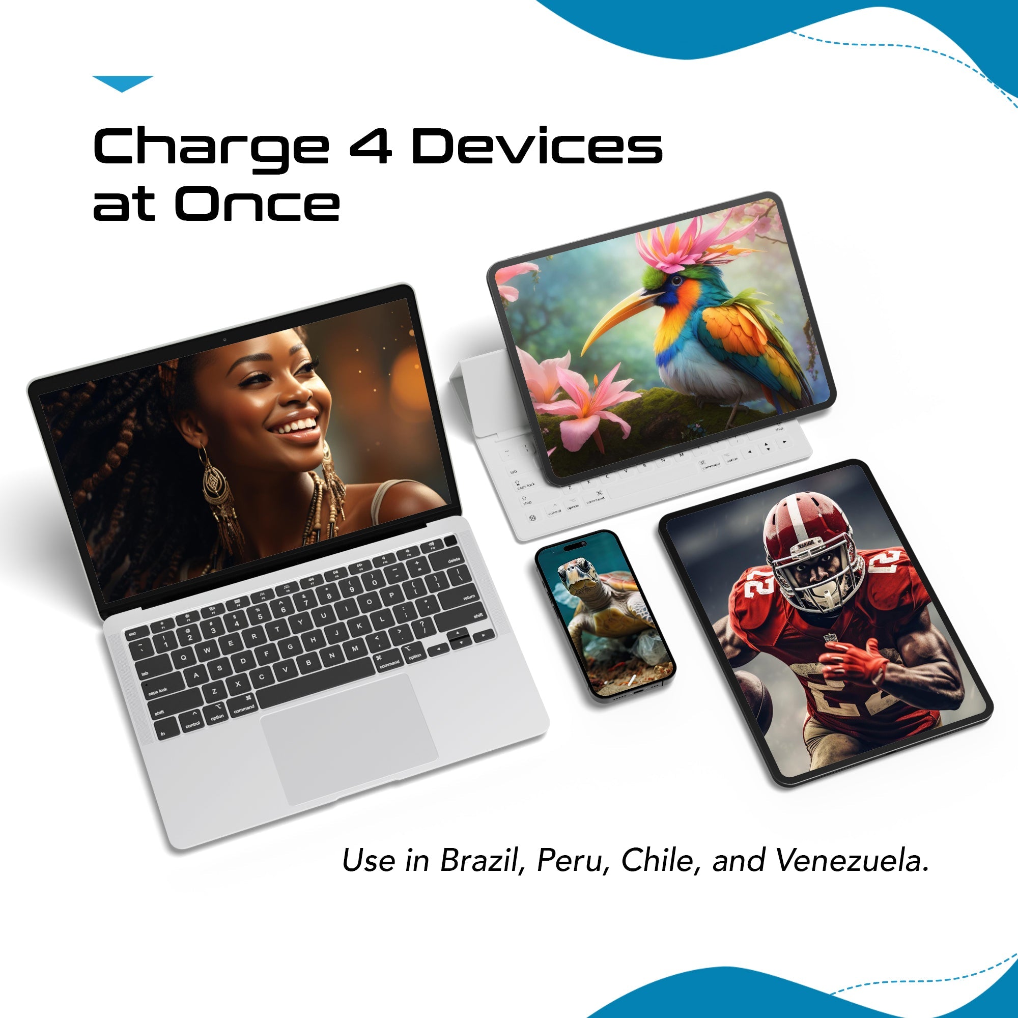 Brazil Travel Plug Adapter Set | Type C, N - 1 USB & 1 USB-C 3.1A + 2 USA Socket (PAK-BR)