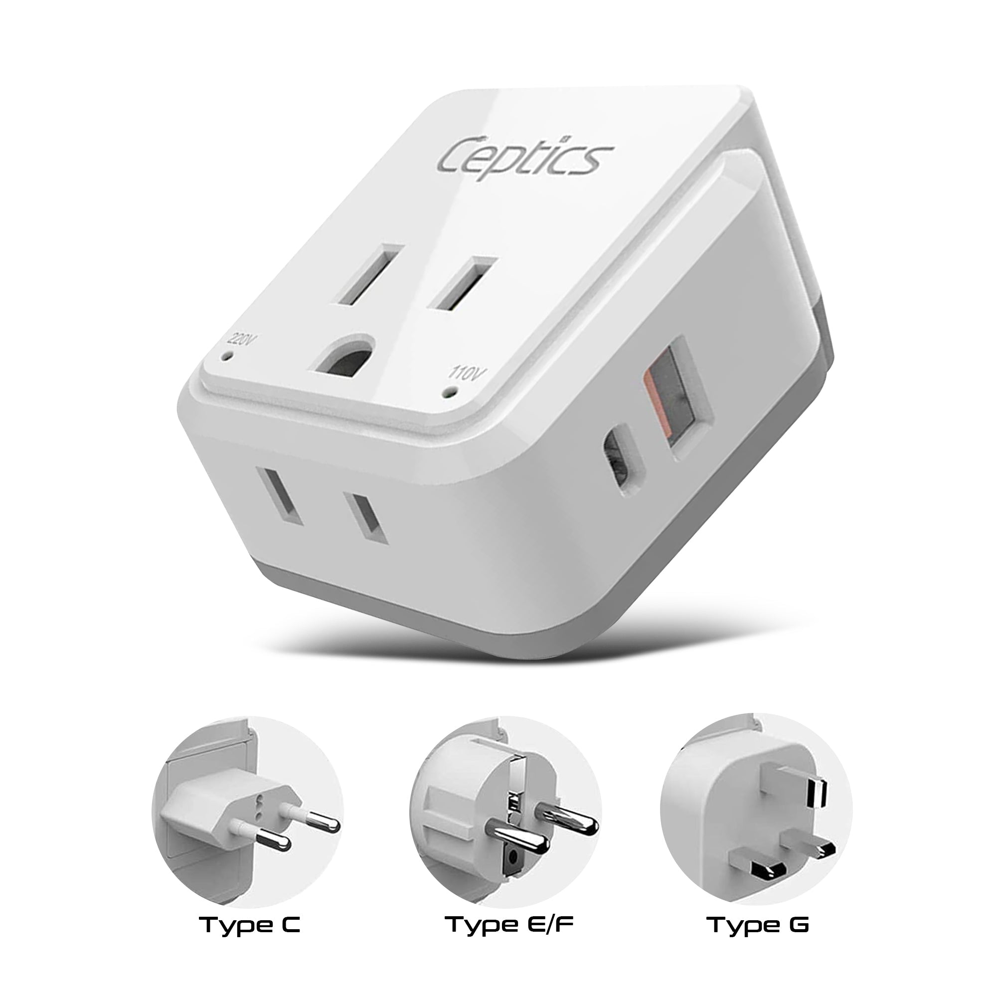 Travel Adapter Kit | Type C, E/F, G - USB & USB-C Ports + 2 US Outlets (PAK-EU)